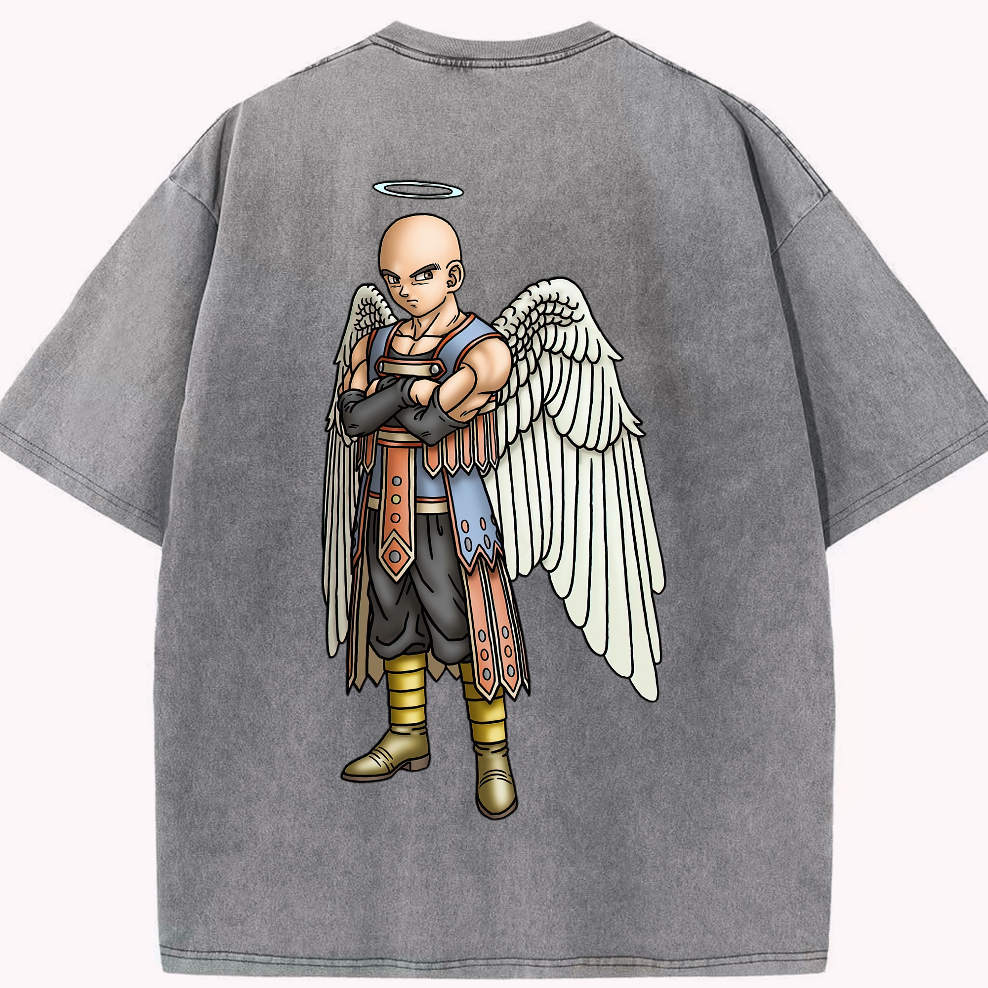 （画像用） ドラゴンクエスト Doragon Kuesuto Dragon Quest 綿100% ヴィンテージ風 半袖Tシャツ（背面プリント）