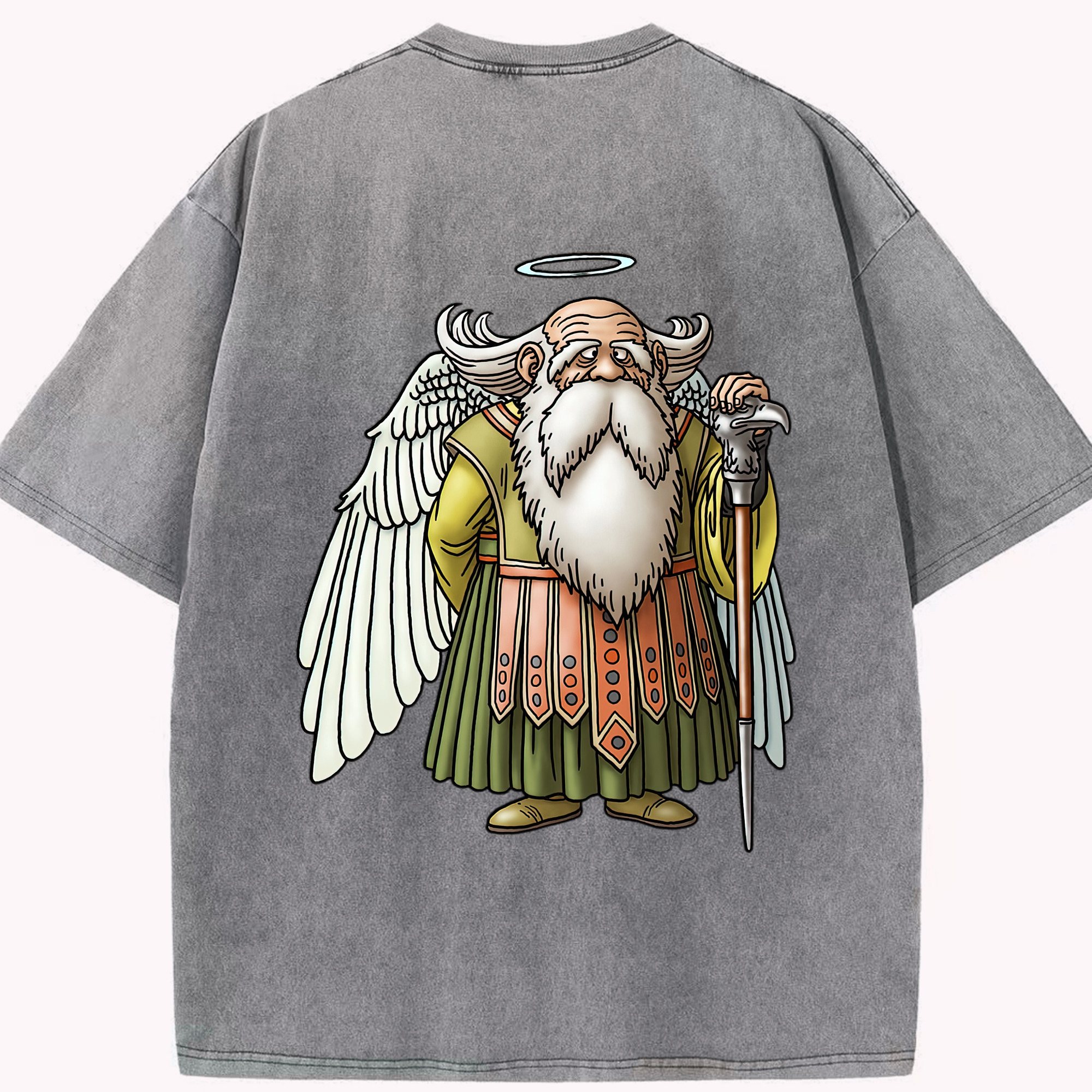 （画像用） ドラゴンクエスト Doragon Kuesuto Dragon Quest 綿100% ヴィンテージ風 半袖Tシャツ（背面プリント）