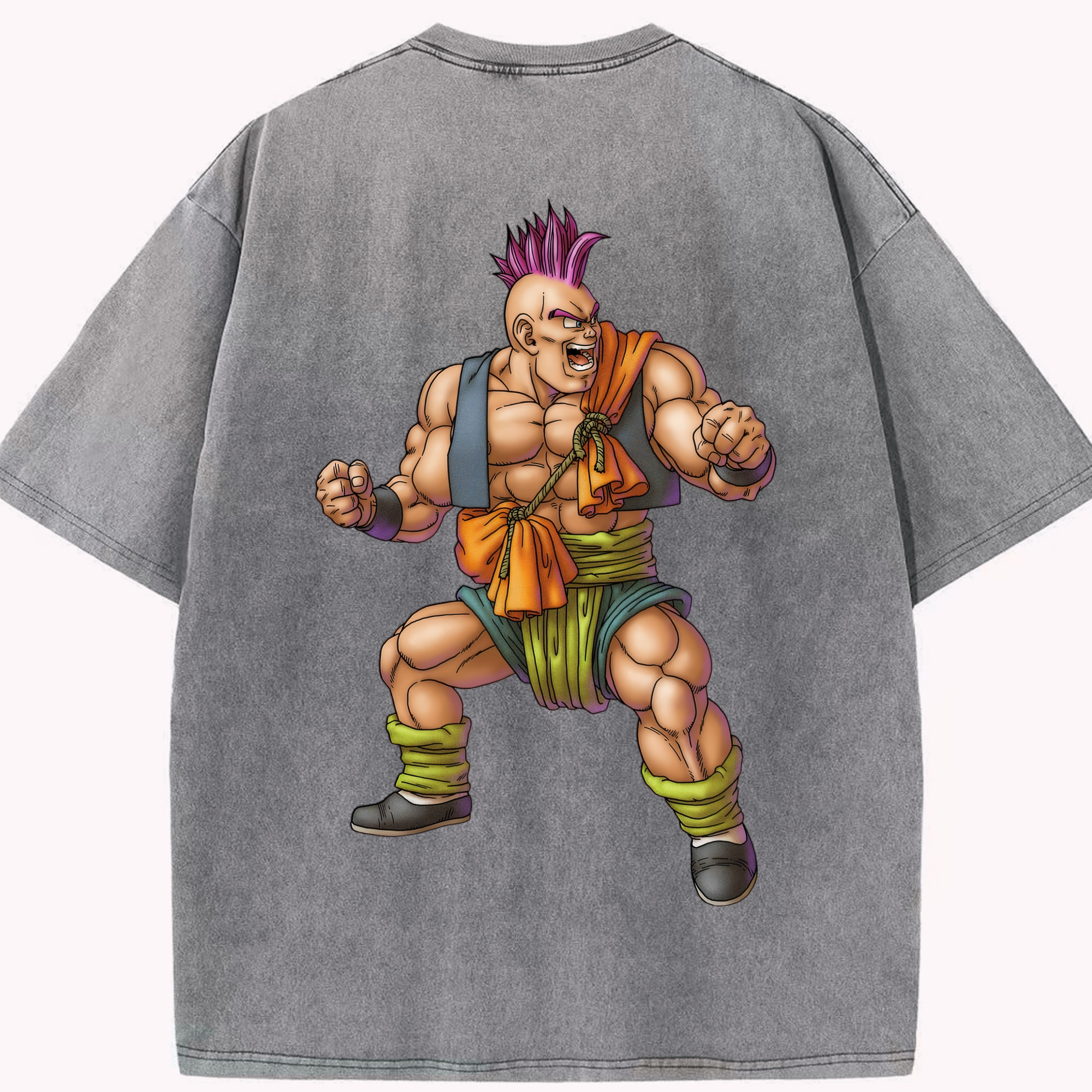 （画像用） ドラゴンクエスト Doragon Kuesuto Dragon Quest 綿100% ヴィンテージ風 半袖Tシャツ（背面プリント）