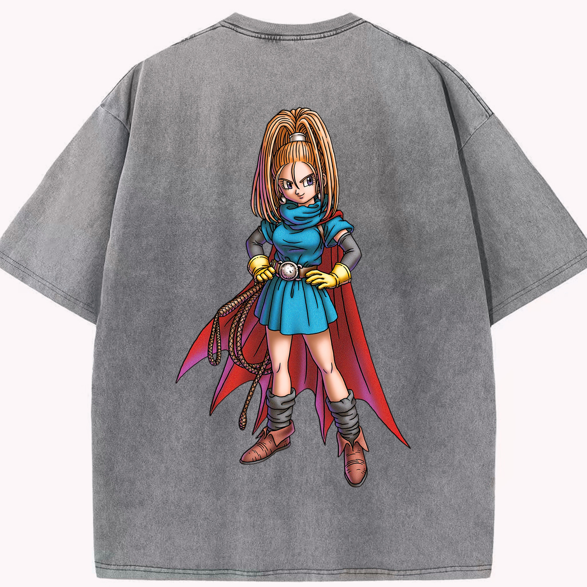 （画像用） ドラゴンクエスト Doragon Kuesuto Dragon Quest 綿100% ヴィンテージ風 半袖Tシャツ（背面プリント）