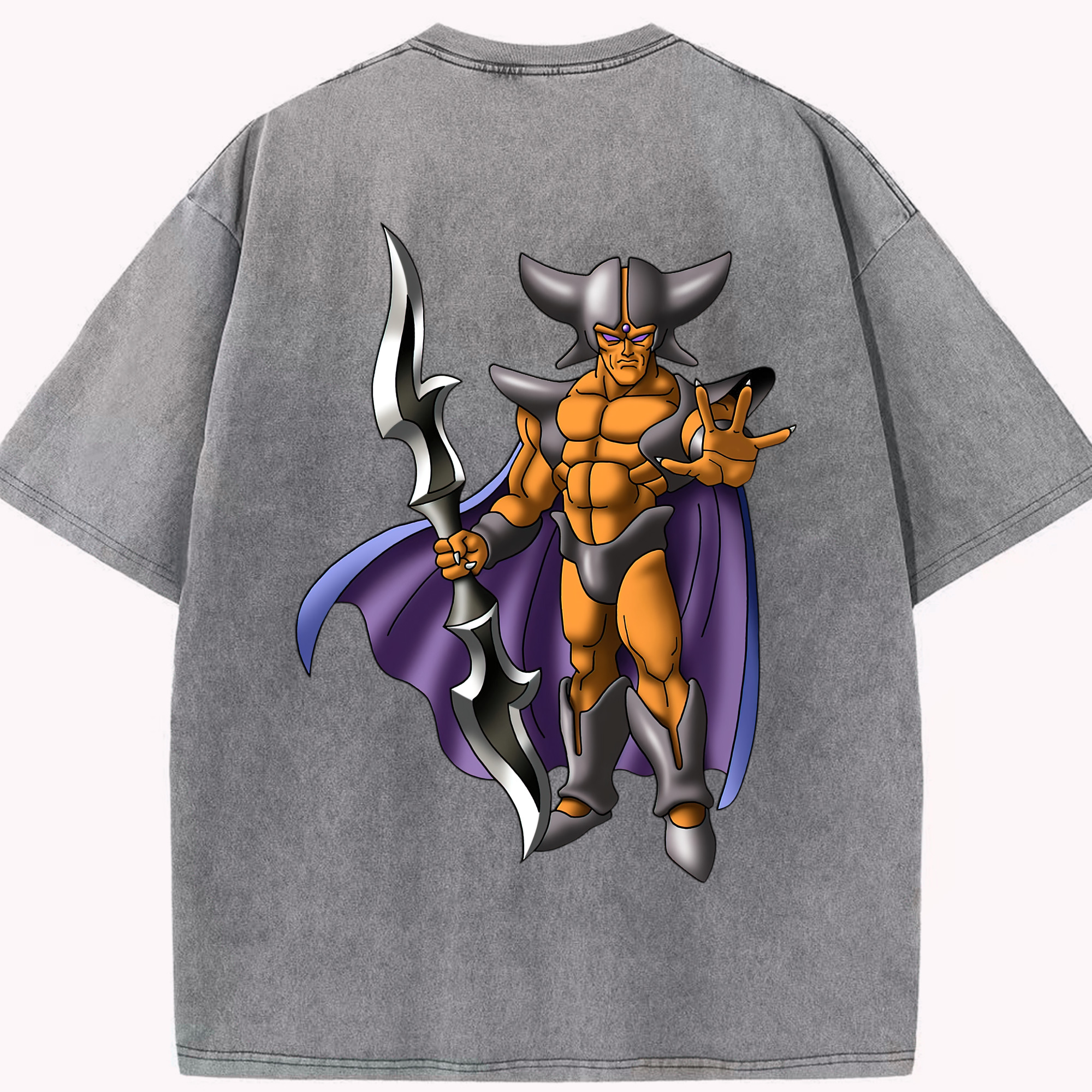 （画像用） ドラゴンクエスト Doragon Kuesuto Dragon Quest 綿100% ヴィンテージ風 半袖Tシャツ（背面プリント）