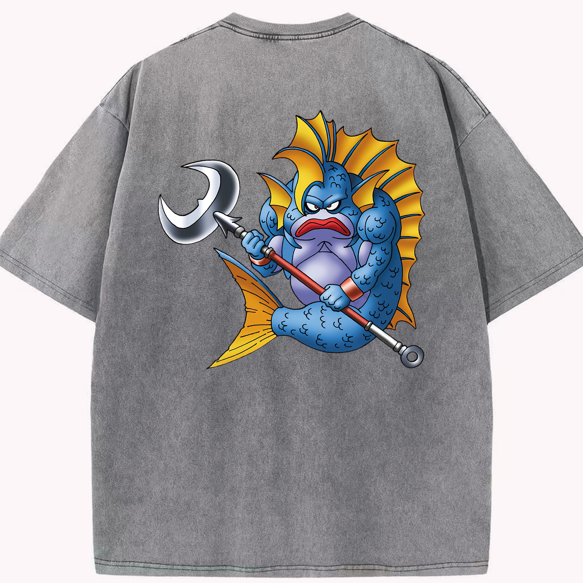（画像用） ドラゴンクエスト Doragon Kuesuto Dragon Quest 綿100% ヴィンテージ風 半袖Tシャツ（背面プリント）