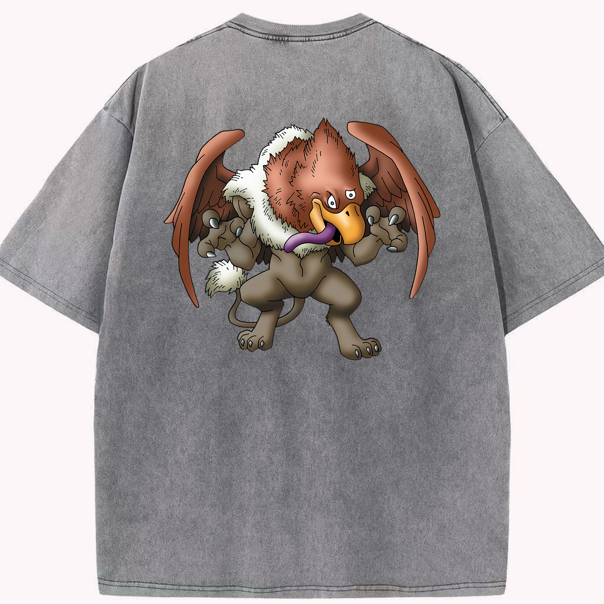 （画像用） ドラゴンクエスト Doragon Kuesuto Dragon Quest 綿100% ヴィンテージ風 半袖Tシャツ（背面プリント）
