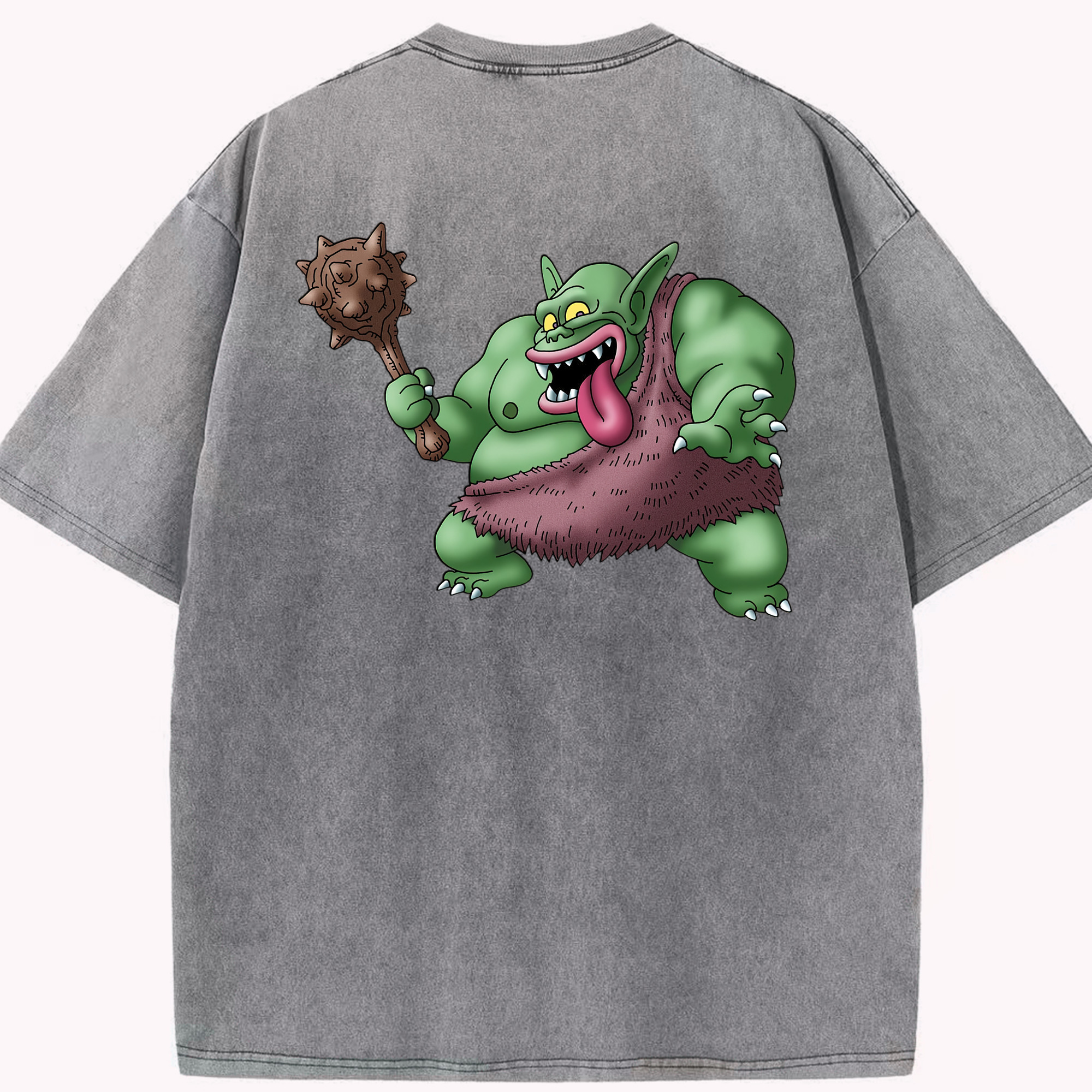 （画像用） ドラゴンクエスト Doragon Kuesuto Dragon Quest 綿100% ヴィンテージ風 半袖Tシャツ（背面プリント）
