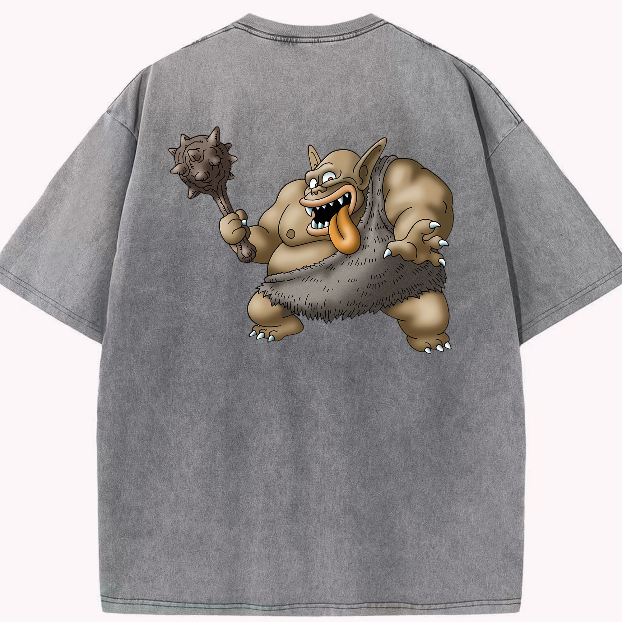 （画像用） ドラゴンクエスト Doragon Kuesuto Dragon Quest 綿100% ヴィンテージ風 半袖Tシャツ（背面プリント）