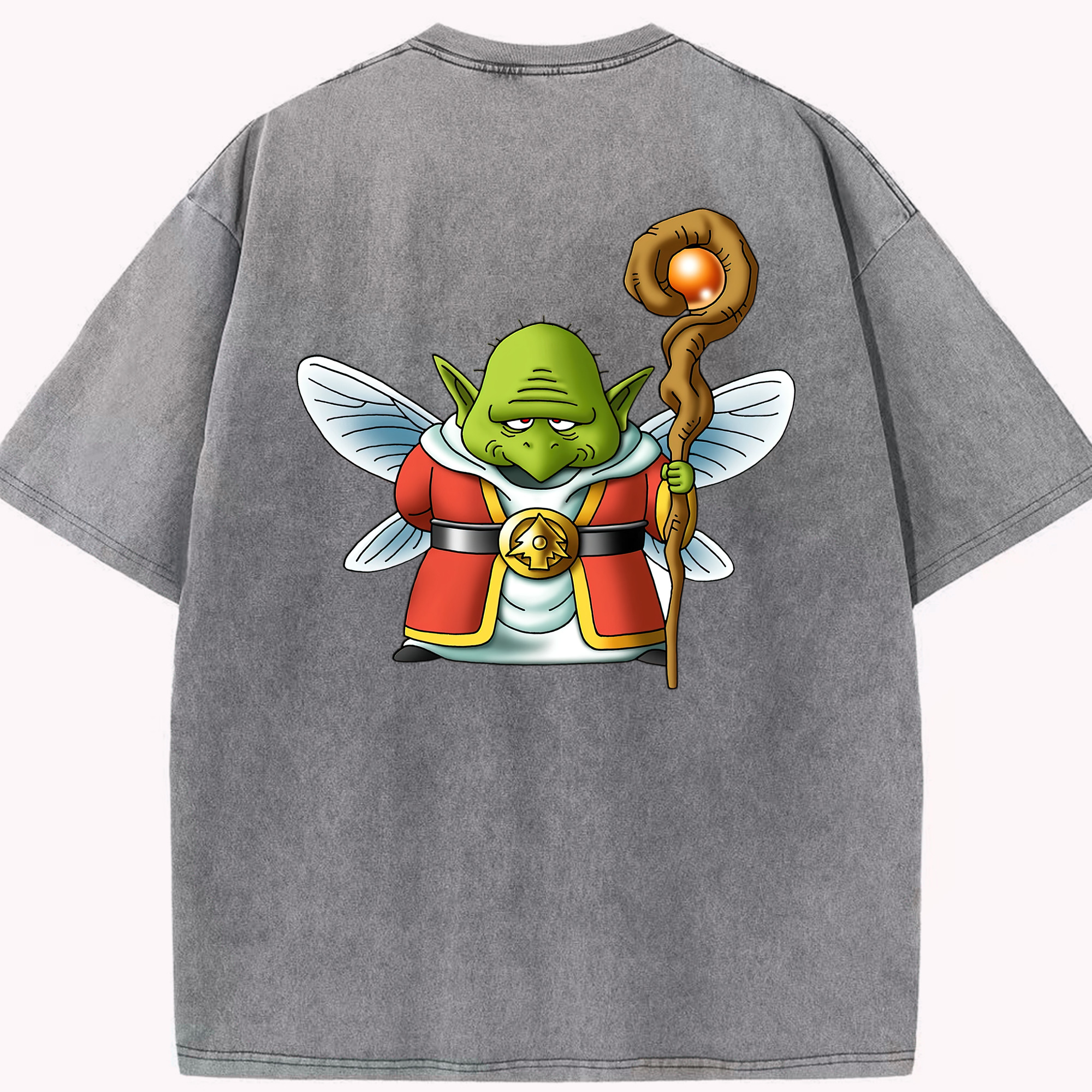 （画像用） ドラゴンクエスト Doragon Kuesuto Dragon Quest 綿100% ヴィンテージ風 半袖Tシャツ（背面プリント）