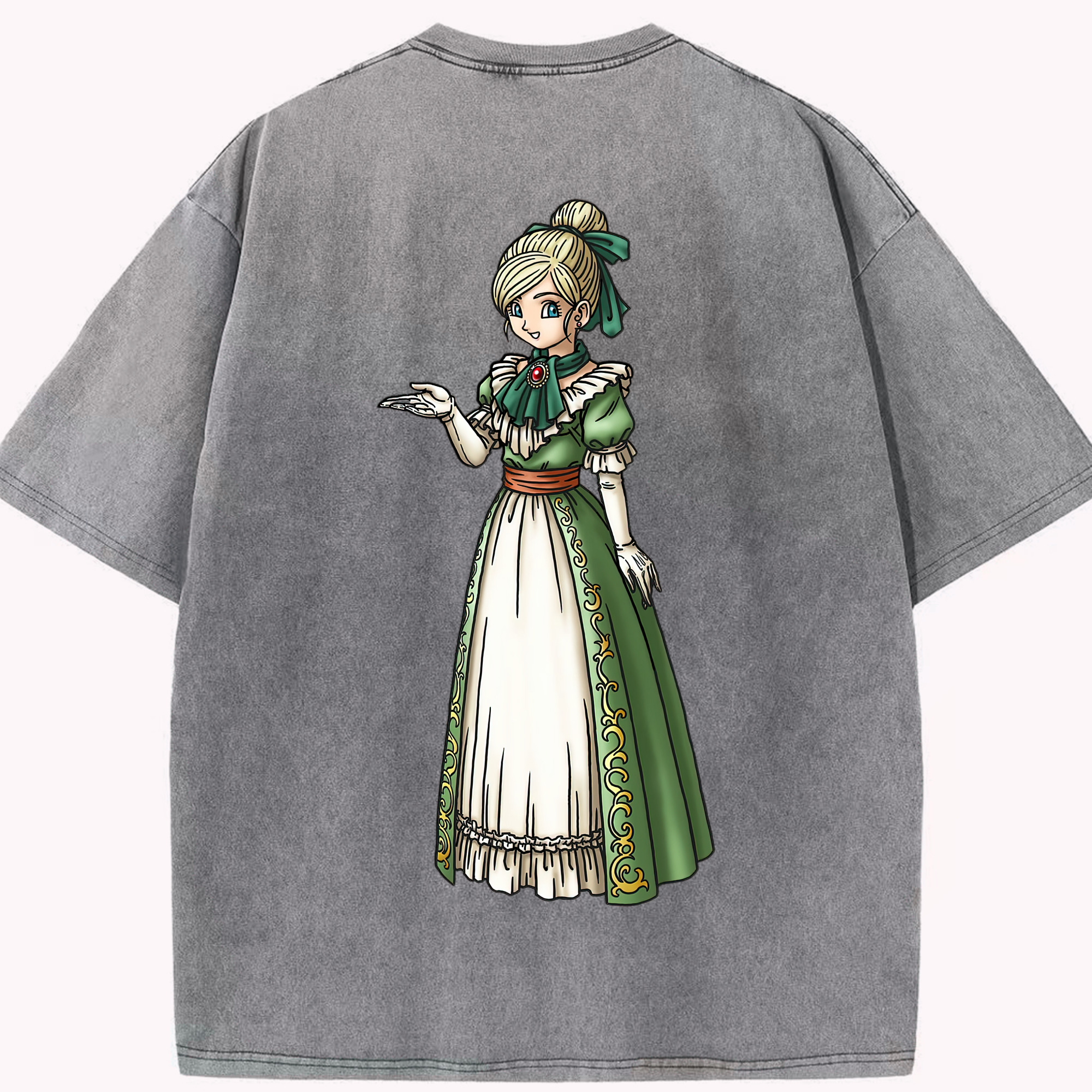 （画像用） ドラゴンクエスト Doragon Kuesuto Dragon Quest 綿100% ヴィンテージ風 半袖Tシャツ（背面プリント）