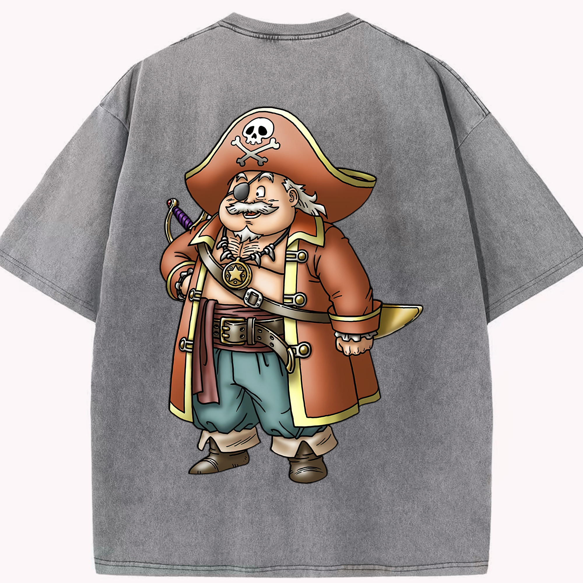 （画像用） ドラゴンクエスト Doragon Kuesuto Dragon Quest 綿100% ヴィンテージ風 半袖Tシャツ（背面プリント）
