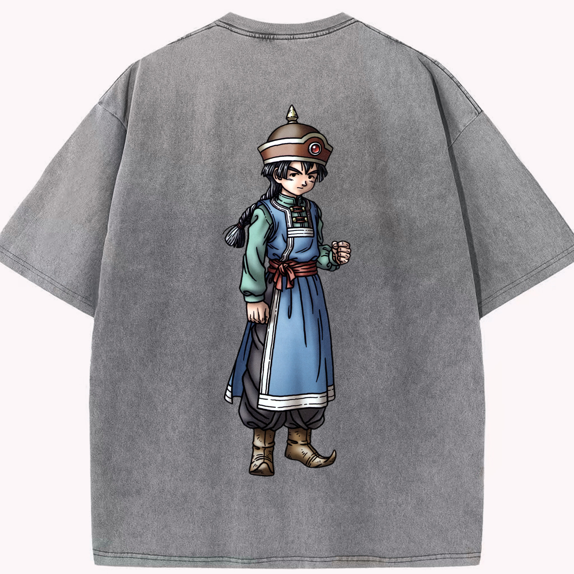 （画像用） ドラゴンクエスト Doragon Kuesuto Dragon Quest 綿100% ヴィンテージ風 半袖Tシャツ（背面プリント）