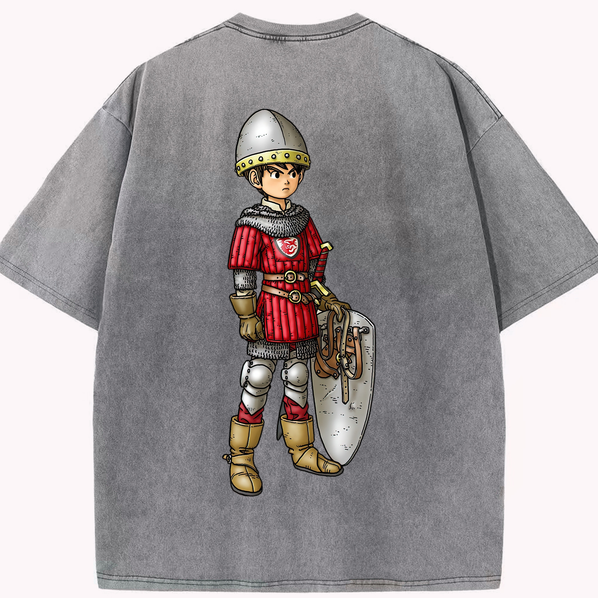 （画像用） ドラゴンクエスト Doragon Kuesuto Dragon Quest 綿100% ヴィンテージ風 半袖Tシャツ（背面プリント）