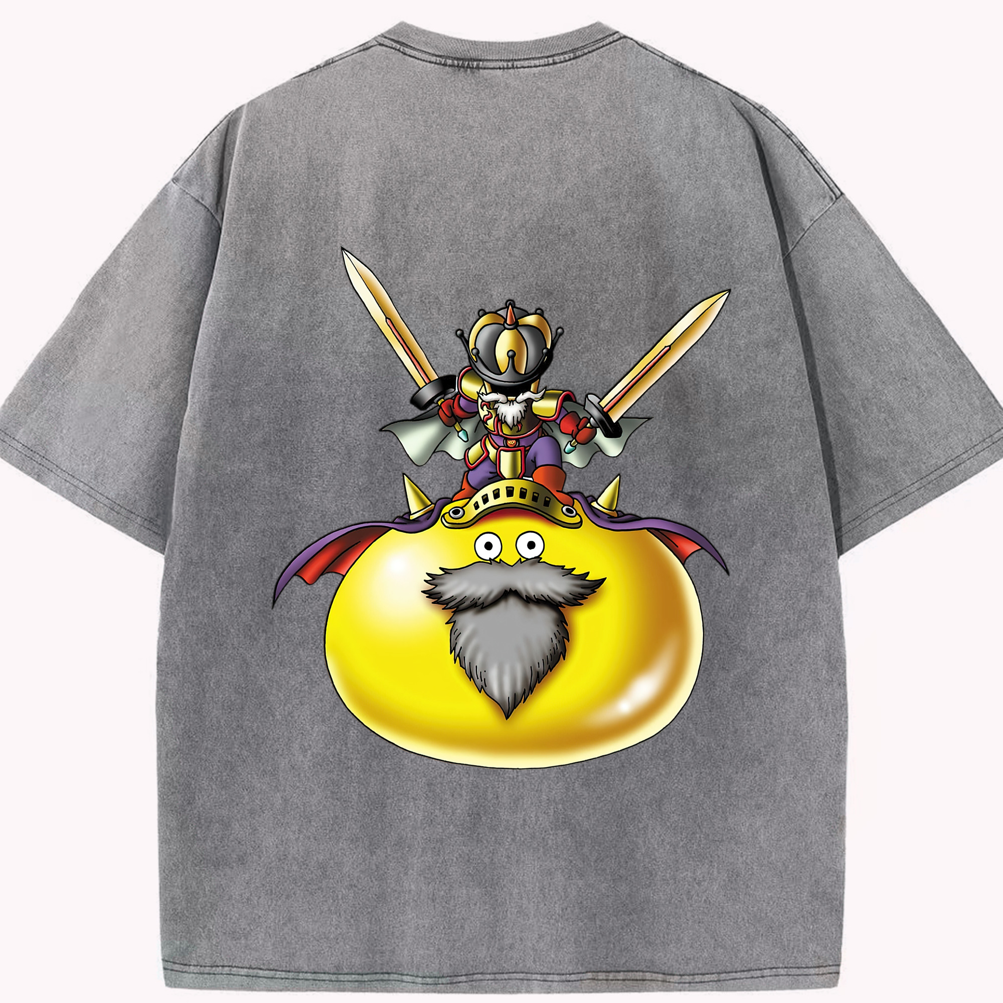 （画像用） ドラゴンクエスト Doragon Kuesuto Dragon Quest 綿100% ヴィンテージ風 半袖Tシャツ（背面プリント）