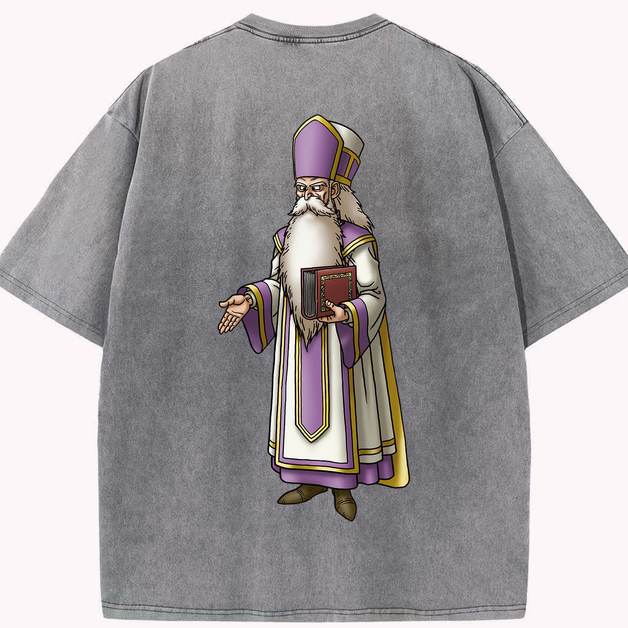（画像用） ドラゴンクエスト Doragon Kuesuto Dragon Quest 綿100% ヴィンテージ風 半袖Tシャツ（背面プリント）