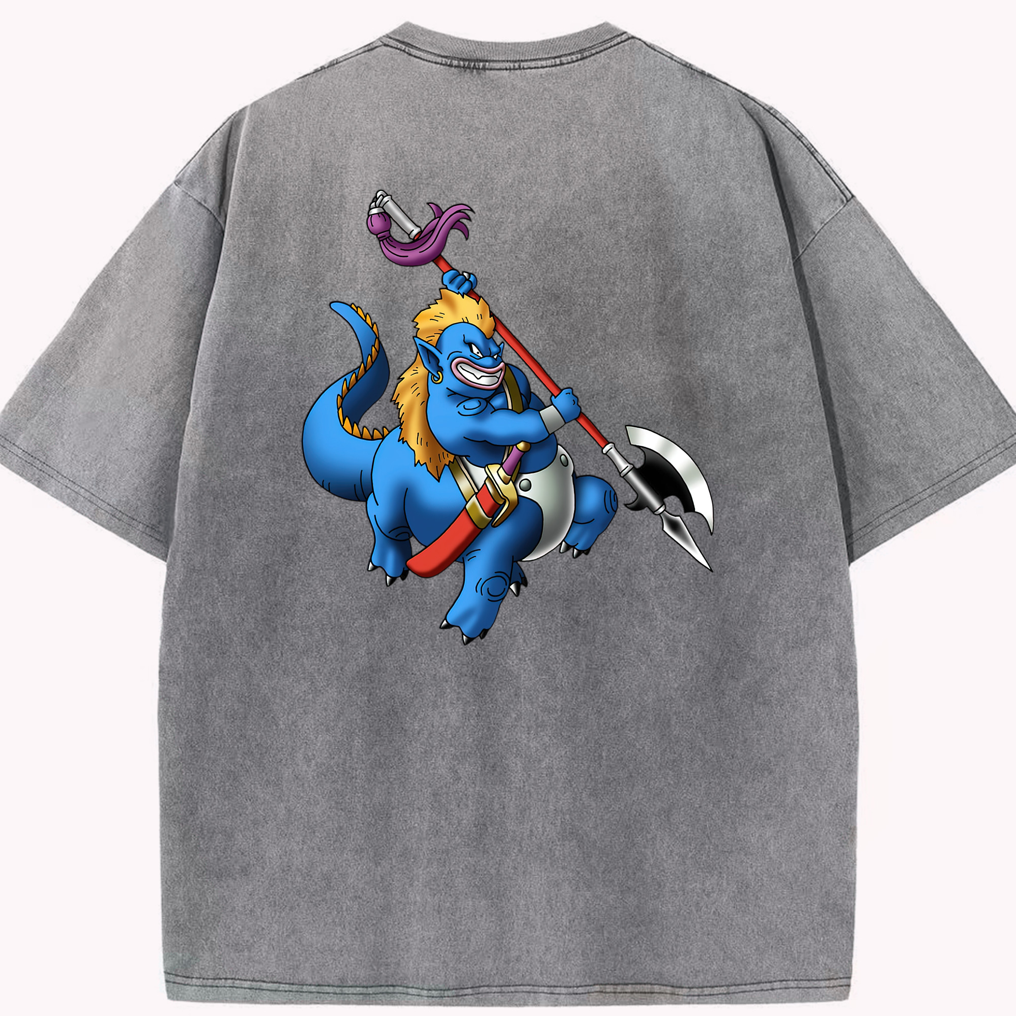 （画像用） ドラゴンクエスト Doragon Kuesuto Dragon Quest 綿100% ヴィンテージ風 半袖Tシャツ（背面プリント）