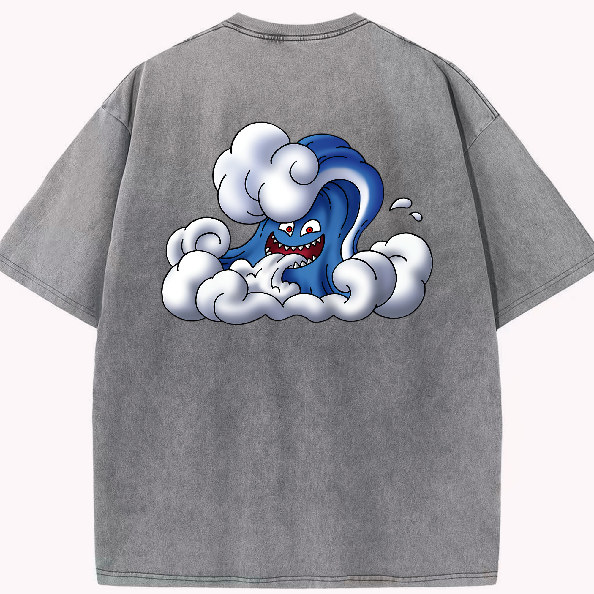 （画像用） ドラゴンクエスト Doragon Kuesuto Dragon Quest 綿100% ヴィンテージ風 半袖Tシャツ（背面プリント）
