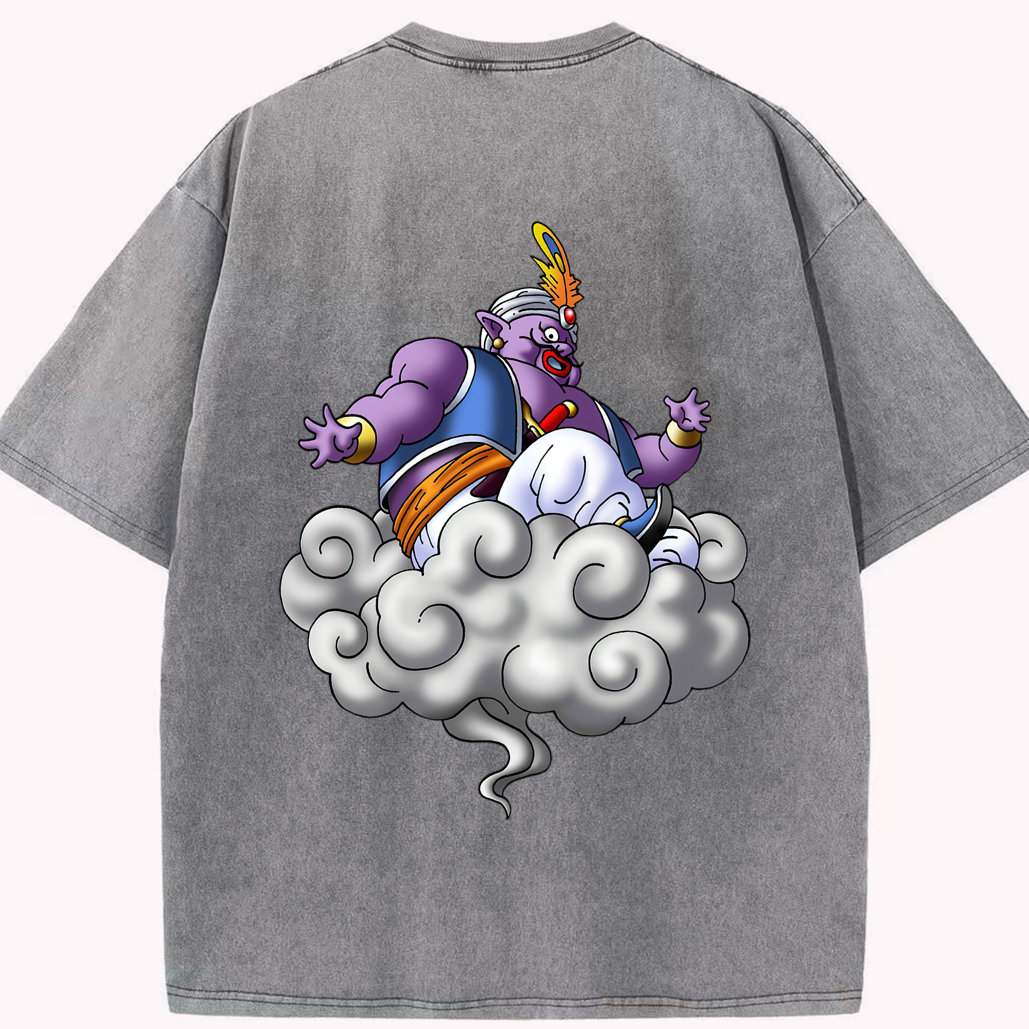 （画像用） ドラゴンクエスト Doragon Kuesuto Dragon Quest 綿100% ヴィンテージ風 半袖Tシャツ（背面プリント）