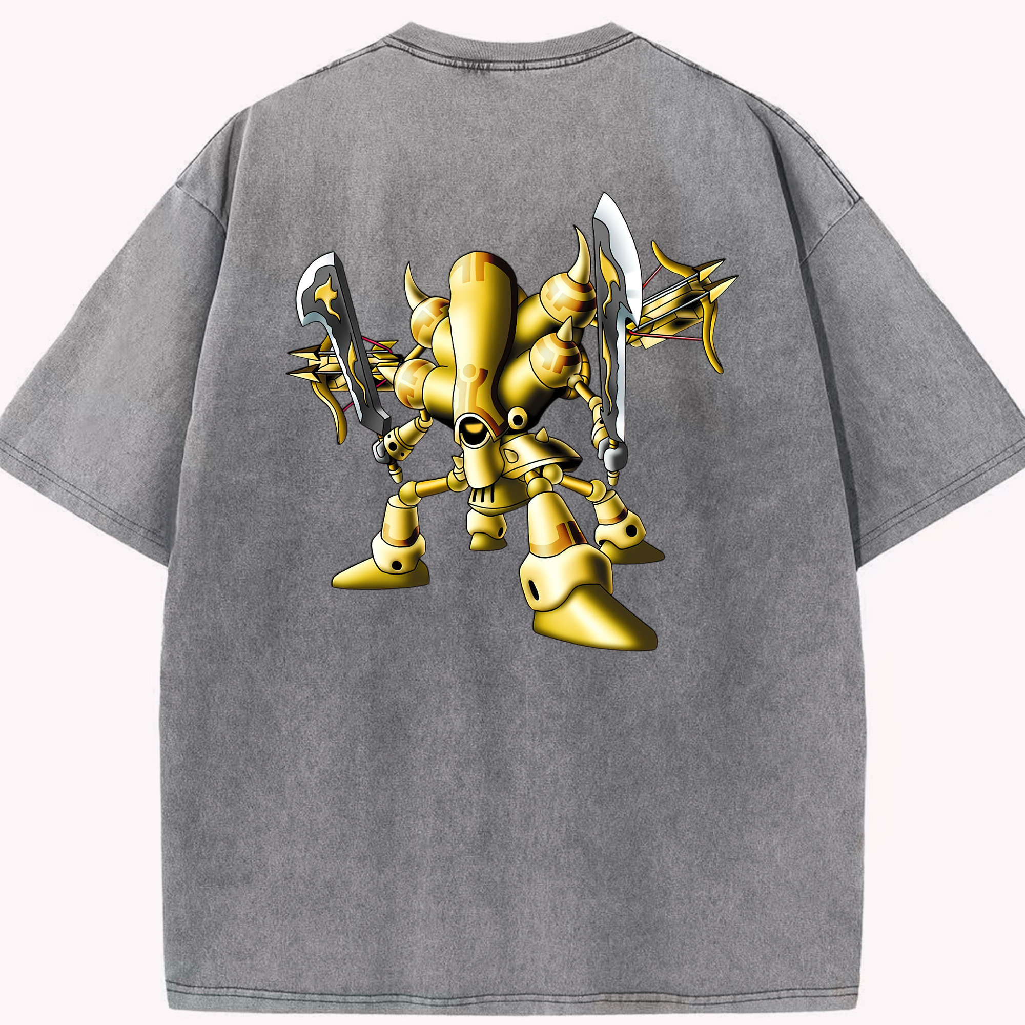 （画像用） ドラゴンクエスト Doragon Kuesuto Dragon Quest 綿100% ヴィンテージ風 半袖Tシャツ（背面プリント）
