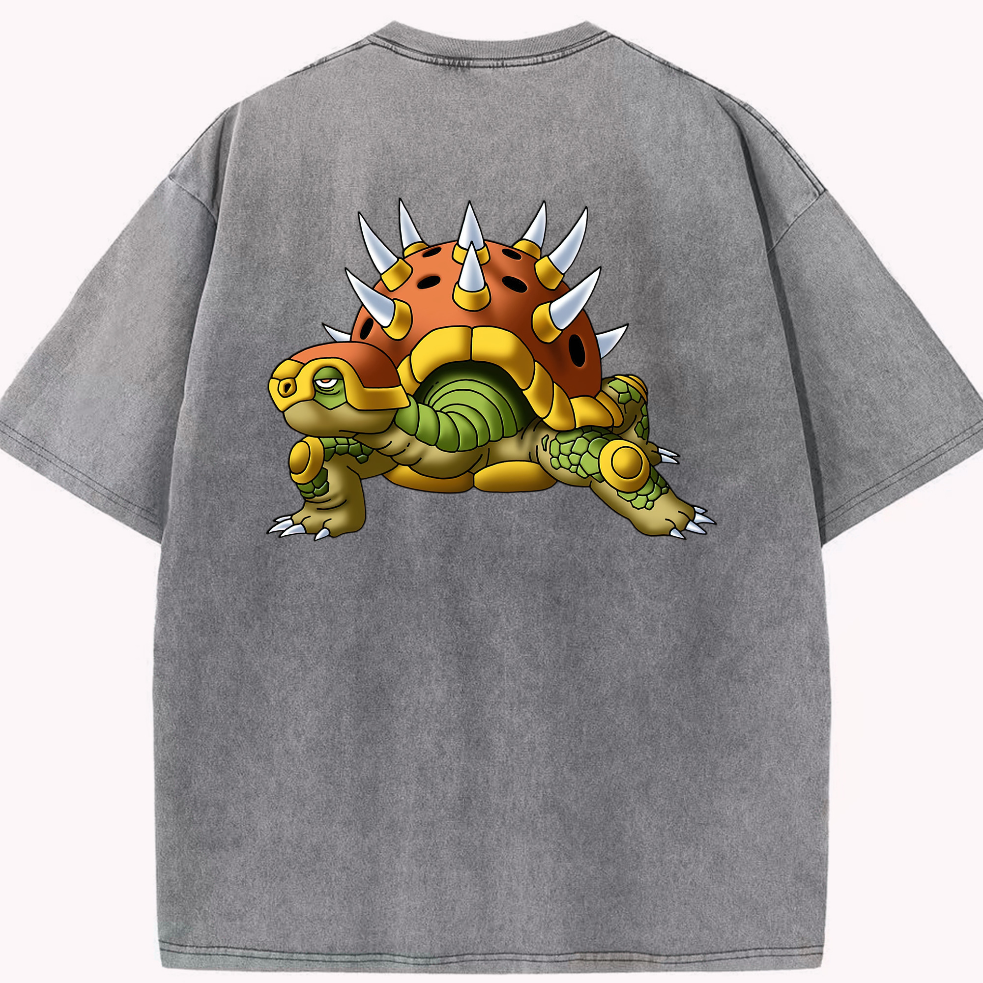 （画像用） ドラゴンクエスト Doragon Kuesuto Dragon Quest 綿100% ヴィンテージ風 半袖Tシャツ（背面プリント）