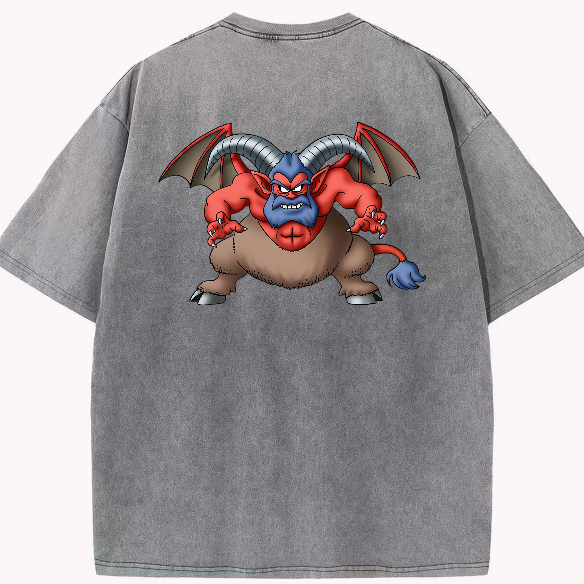 （画像用） ドラゴンクエスト Doragon Kuesuto Dragon Quest 綿100% ヴィンテージ風 半袖Tシャツ（背面プリント）