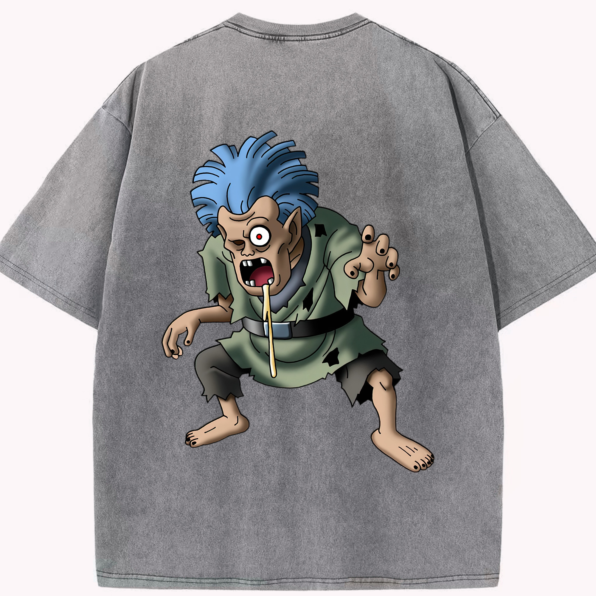 （画像用） ドラゴンクエスト Doragon Kuesuto Dragon Quest 綿100% ヴィンテージ風 半袖Tシャツ（背面プリント）