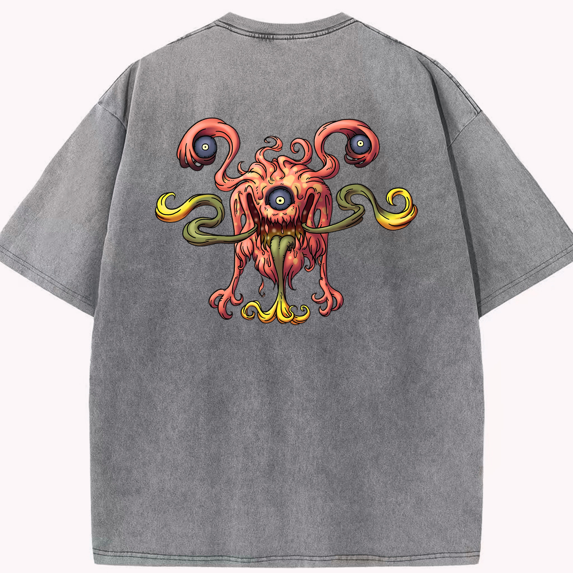 （画像用） ドラゴンクエスト Doragon Kuesuto Dragon Quest 綿100% ヴィンテージ風 半袖Tシャツ（背面プリント）