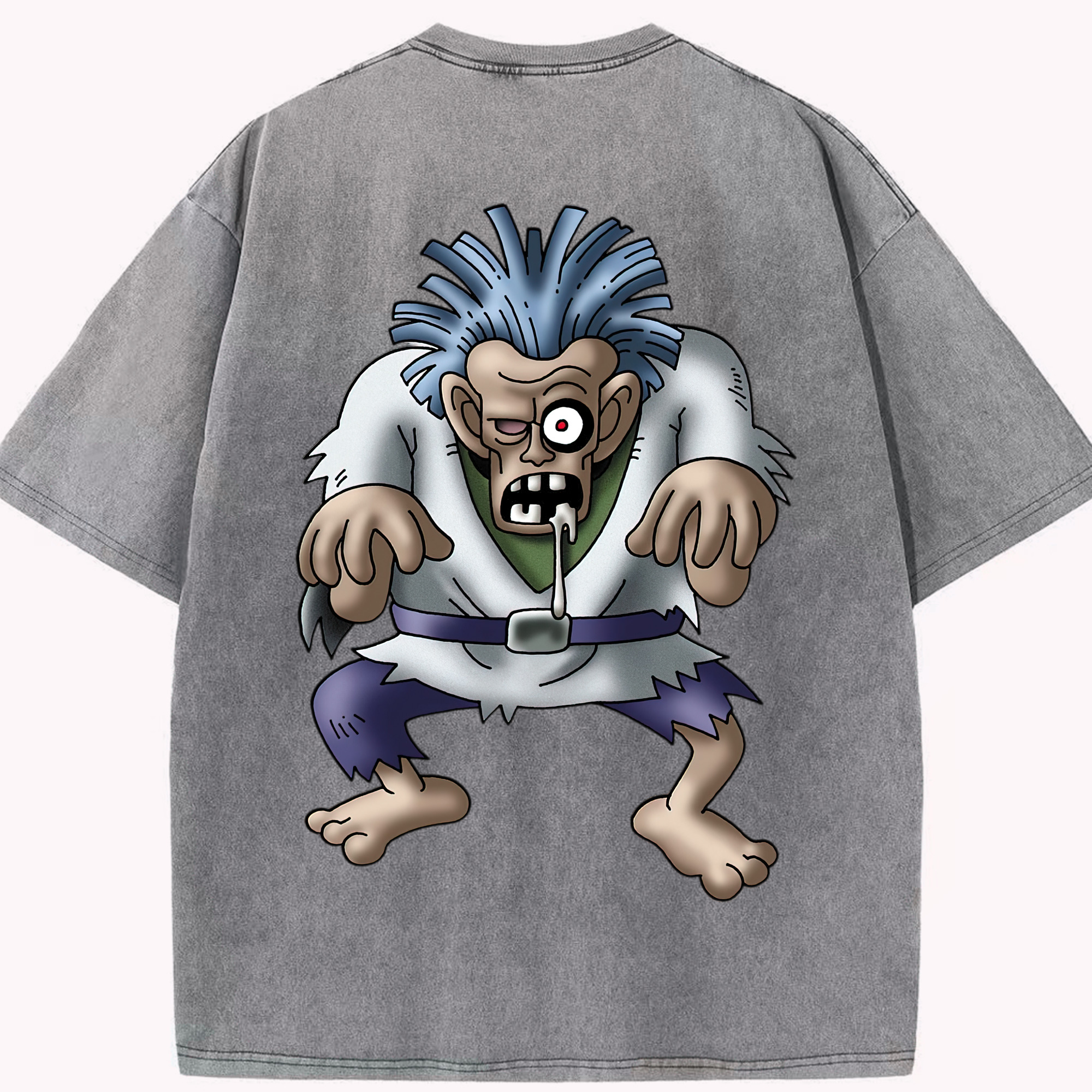 （画像用） ドラゴンクエスト Doragon Kuesuto Dragon Quest 綿100% ヴィンテージ風 半袖Tシャツ（背面プリント）