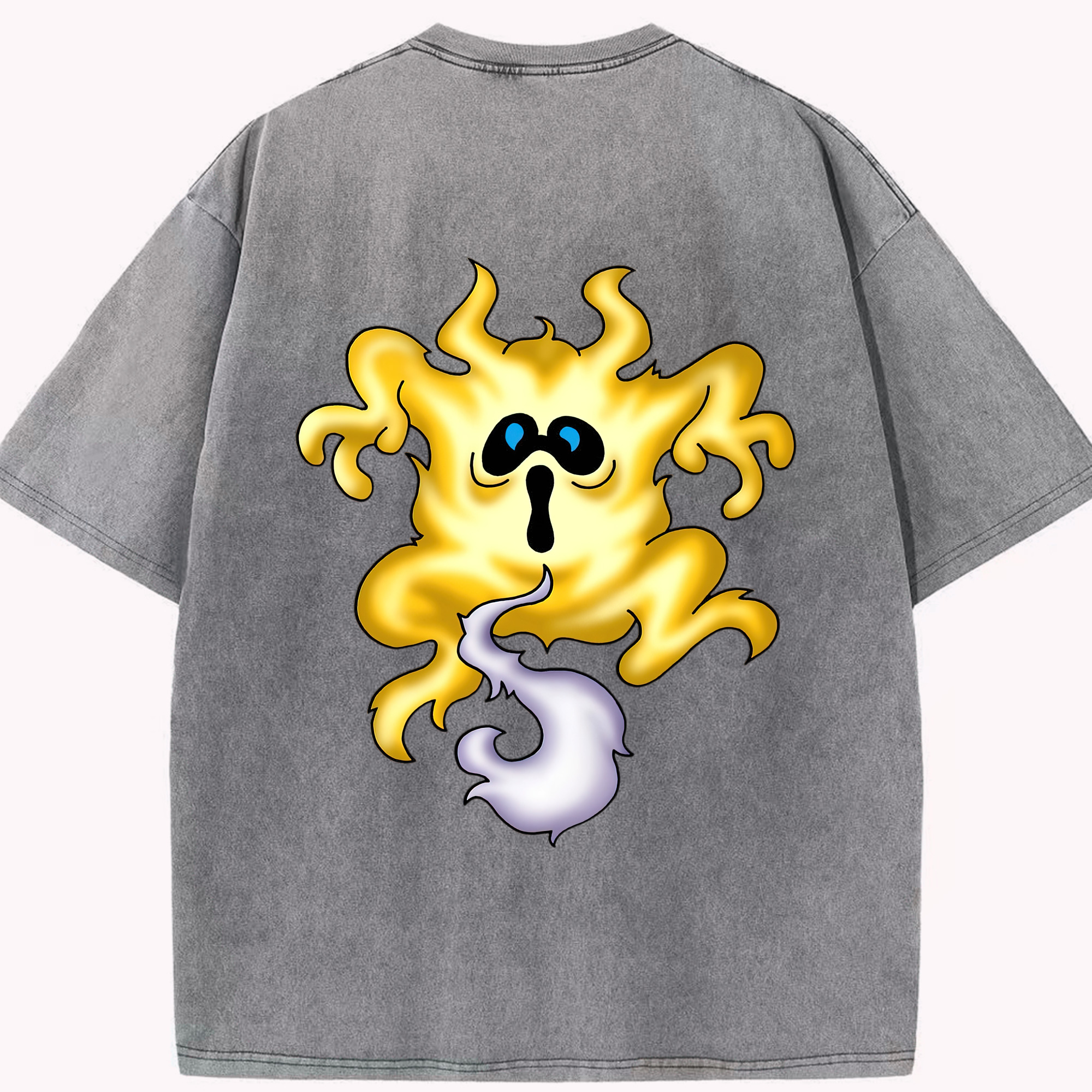 （画像用） ドラゴンクエスト Doragon Kuesuto Dragon Quest 綿100% ヴィンテージ風 半袖Tシャツ（背面プリント）