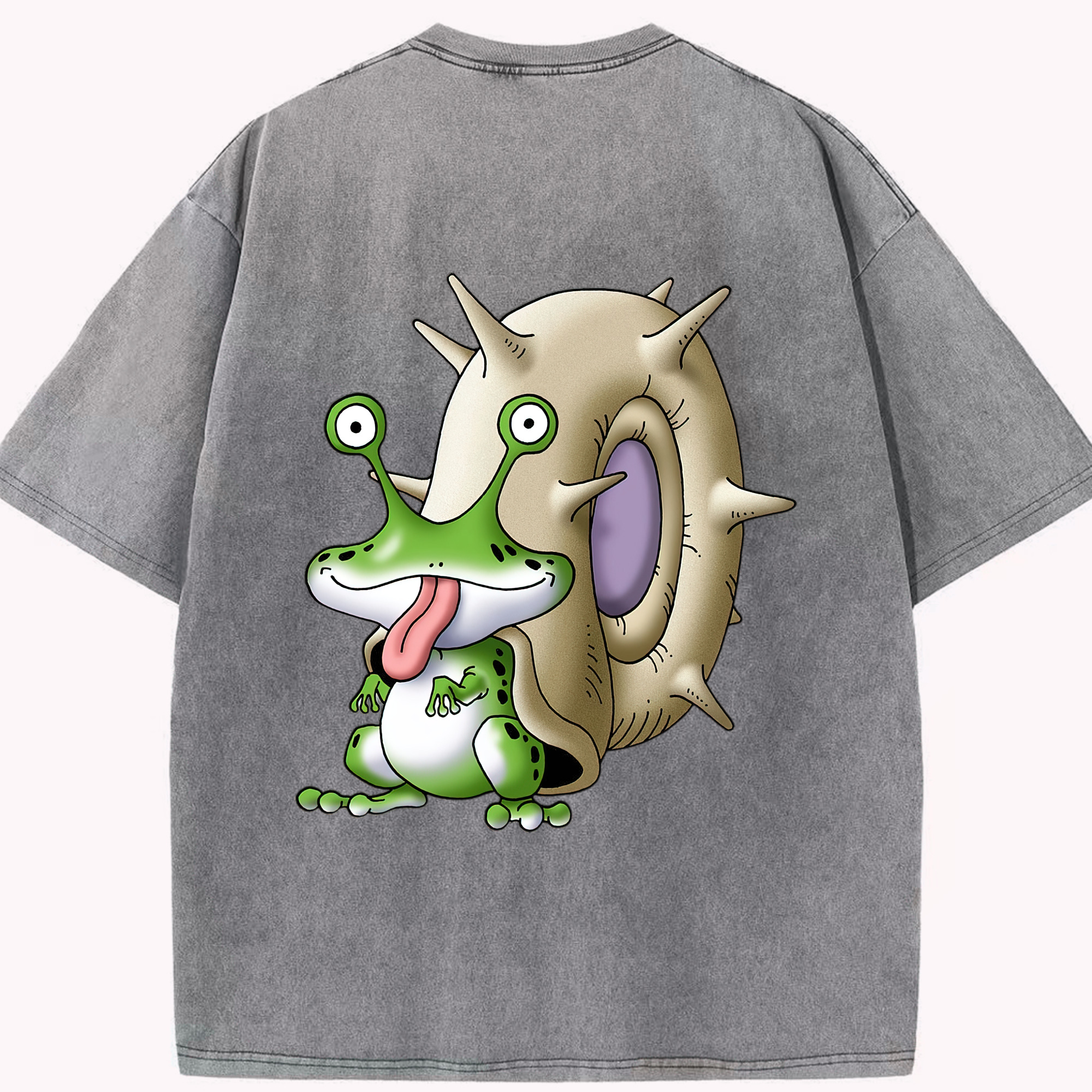 （画像用） ドラゴンクエスト Doragon Kuesuto Dragon Quest 綿100% ヴィンテージ風 半袖Tシャツ（背面プリント）