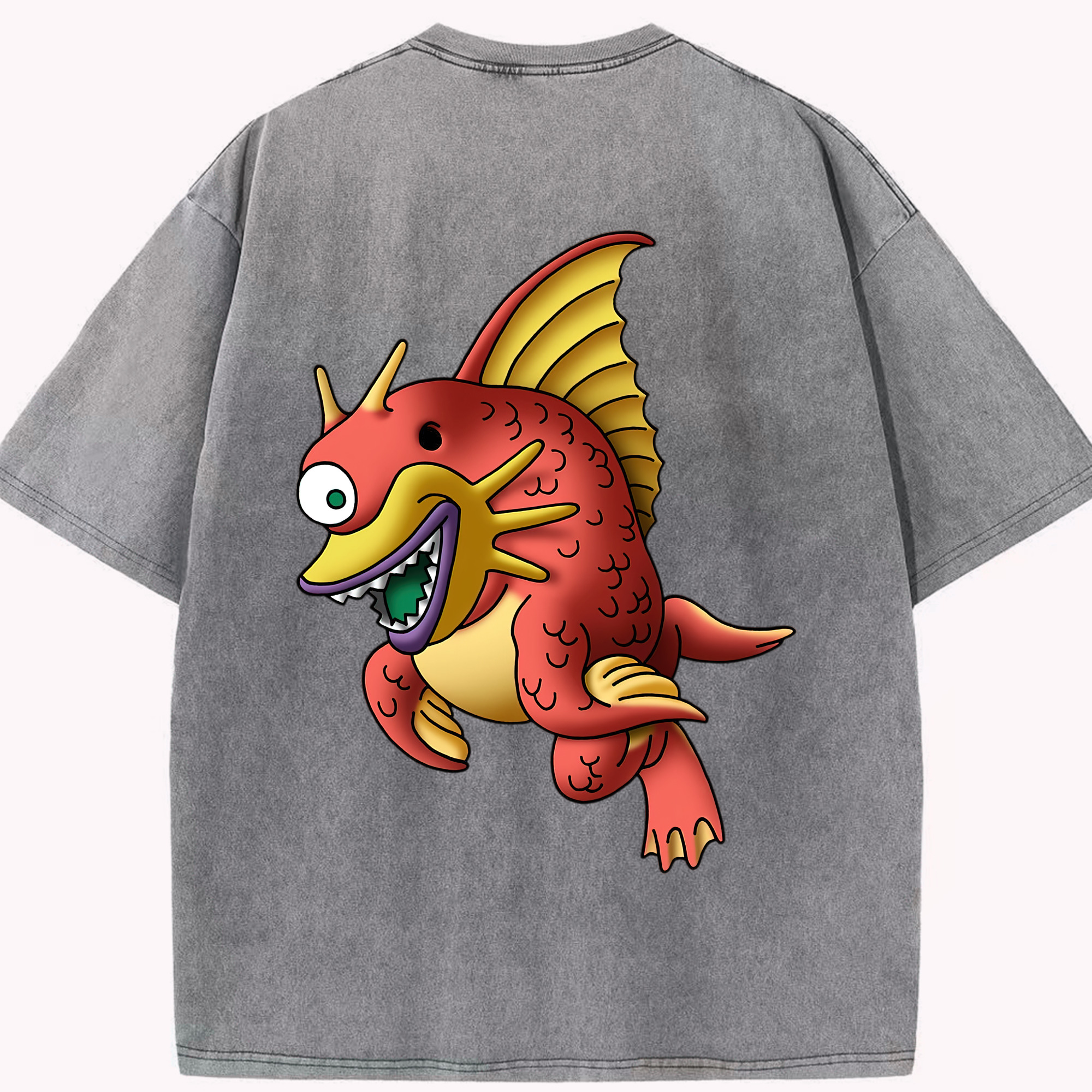 （画像用） ドラゴンクエスト Doragon Kuesuto Dragon Quest 綿100% ヴィンテージ風 半袖Tシャツ（背面プリント）
