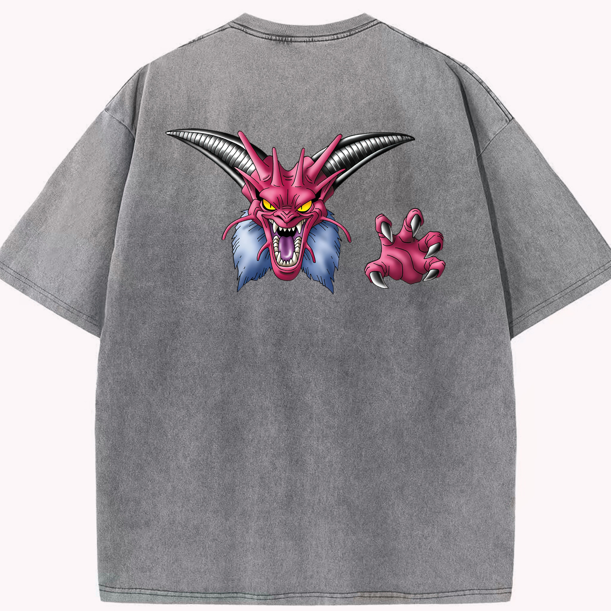 （画像用） ドラゴンクエスト Doragon Kuesuto Dragon Quest 綿100% ヴィンテージ風 半袖Tシャツ（背面プリント）