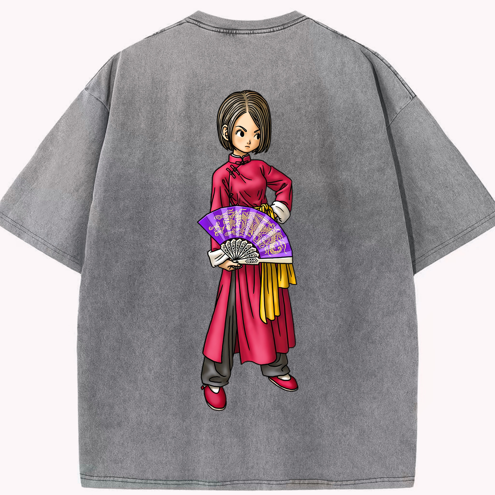 （画像用） ドラゴンクエスト Doragon Kuesuto Dragon Quest 綿100% ヴィンテージ風 半袖Tシャツ（背面プリント）