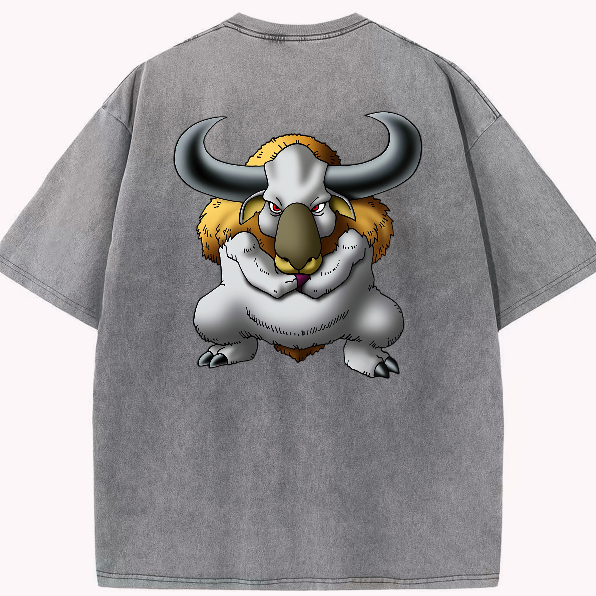 （画像用） ドラゴンクエスト Doragon Kuesuto Dragon Quest 綿100% ヴィンテージ風 半袖Tシャツ（背面プリント）