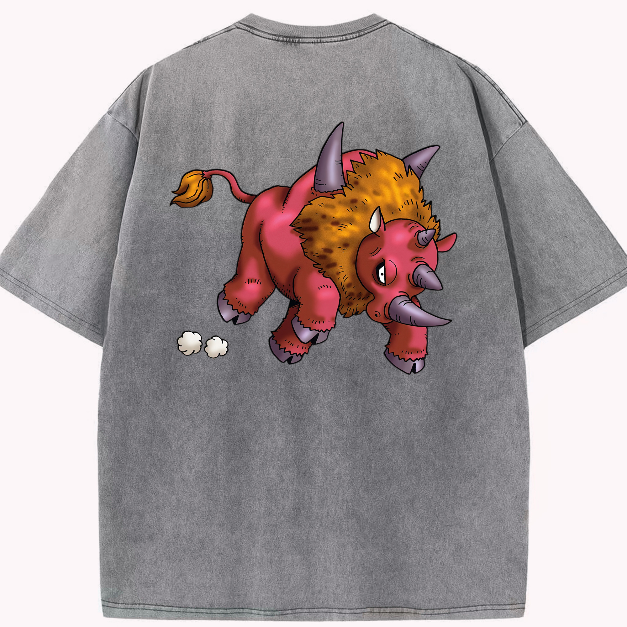 （画像用） ドラゴンクエスト Doragon Kuesuto Dragon Quest 綿100% ヴィンテージ風 半袖Tシャツ（背面プリント）