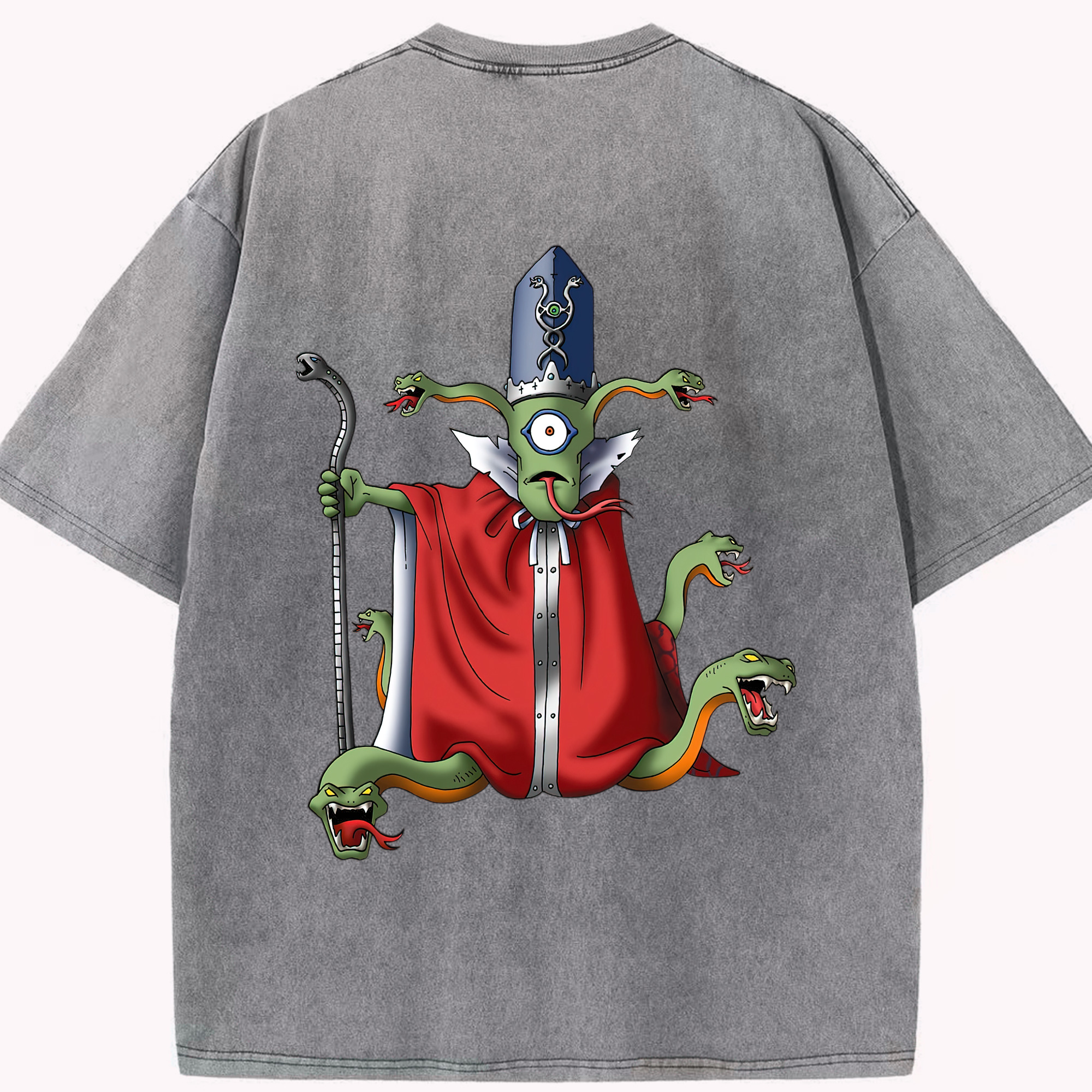（画像用） ドラゴンクエスト Doragon Kuesuto Dragon Quest 綿100% ヴィンテージ風 半袖Tシャツ（背面プリント）