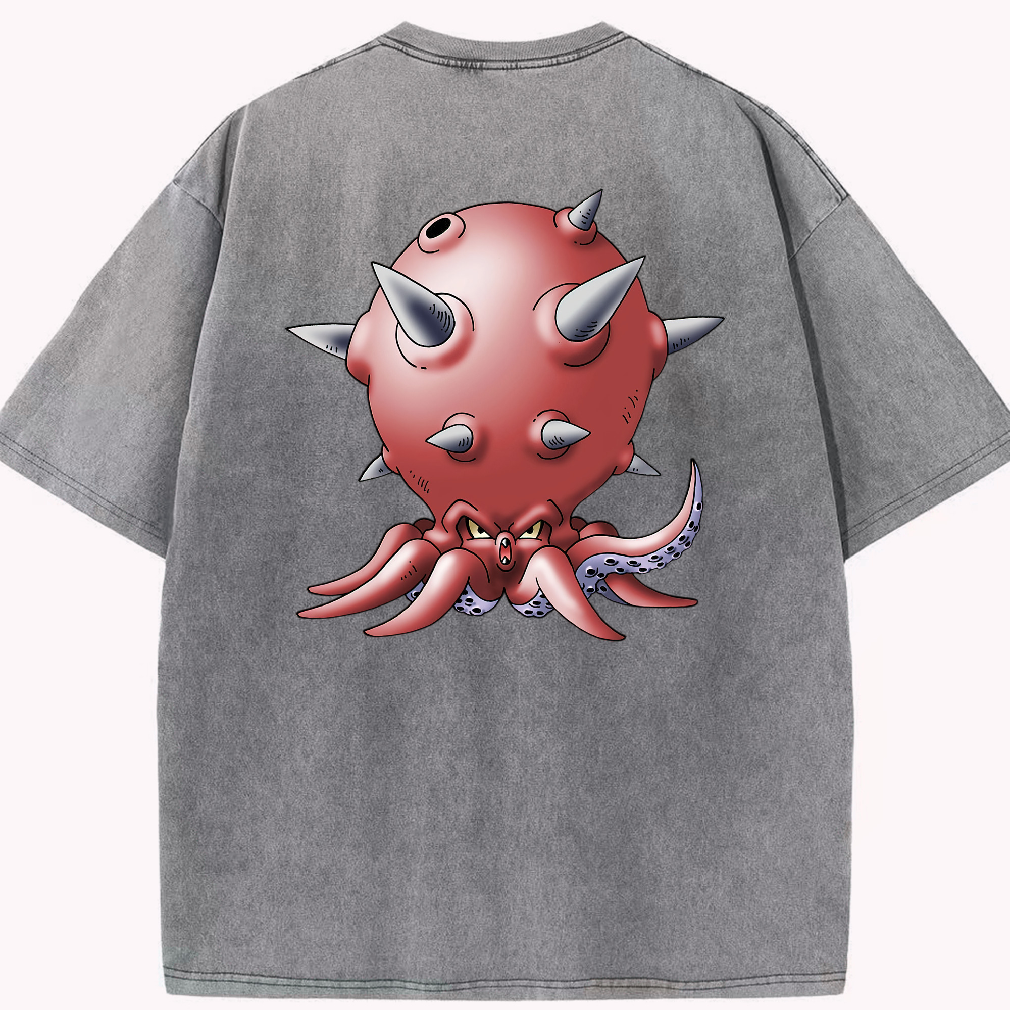 （画像用） ドラゴンクエスト Doragon Kuesuto Dragon Quest 綿100% ヴィンテージ風 半袖Tシャツ（背面プリント）