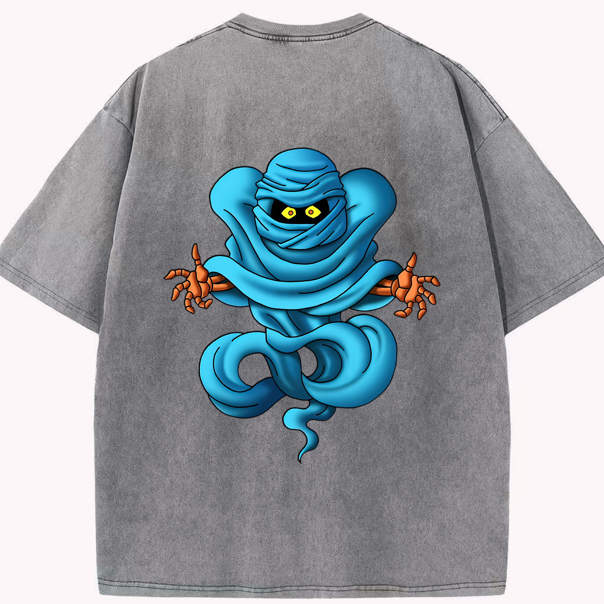 （画像用） ドラゴンクエスト Doragon Kuesuto Dragon Quest 綿100% ヴィンテージ風 半袖Tシャツ（背面プリント）