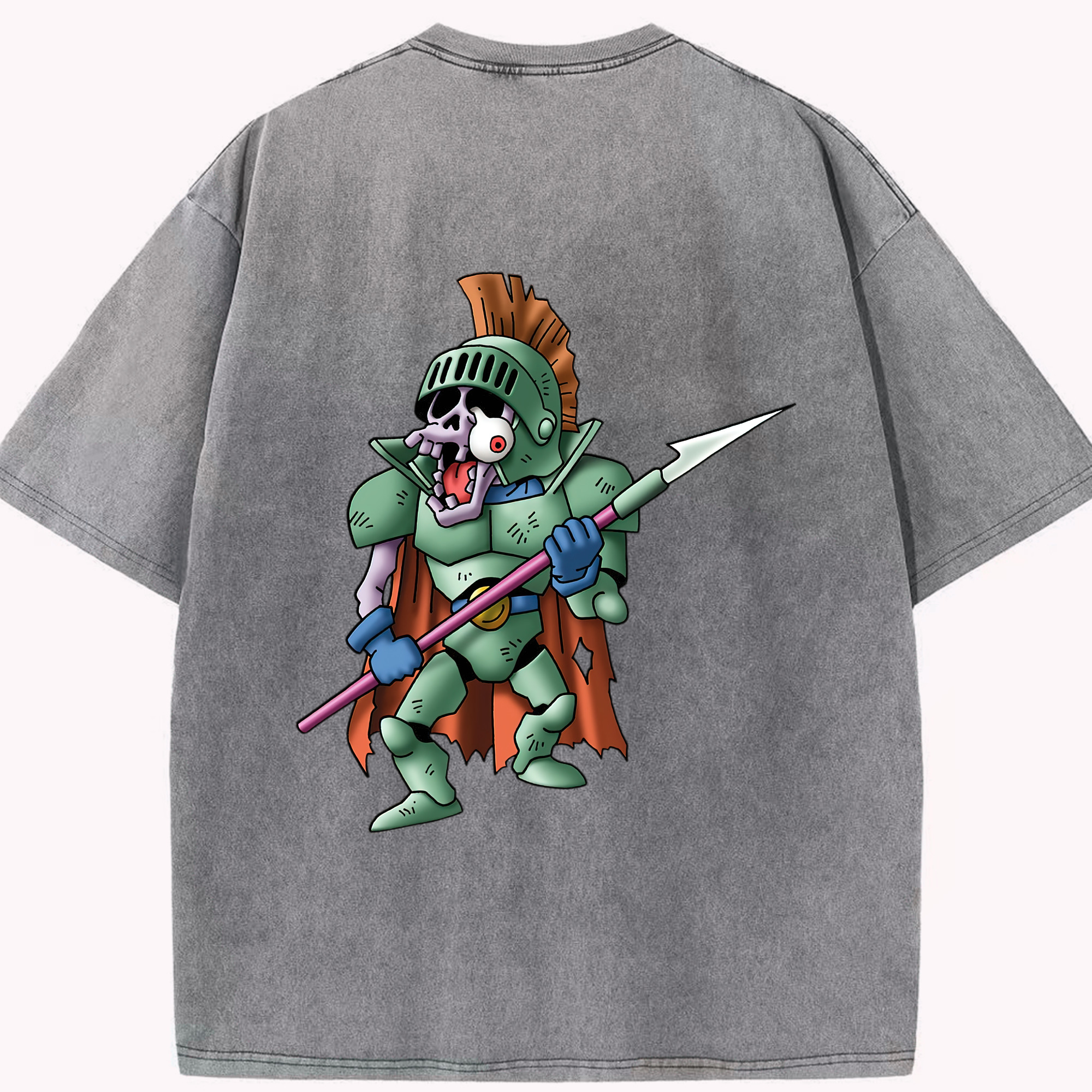 （画像用） ドラゴンクエスト Doragon Kuesuto Dragon Quest 綿100% ヴィンテージ風 半袖Tシャツ（背面プリント）