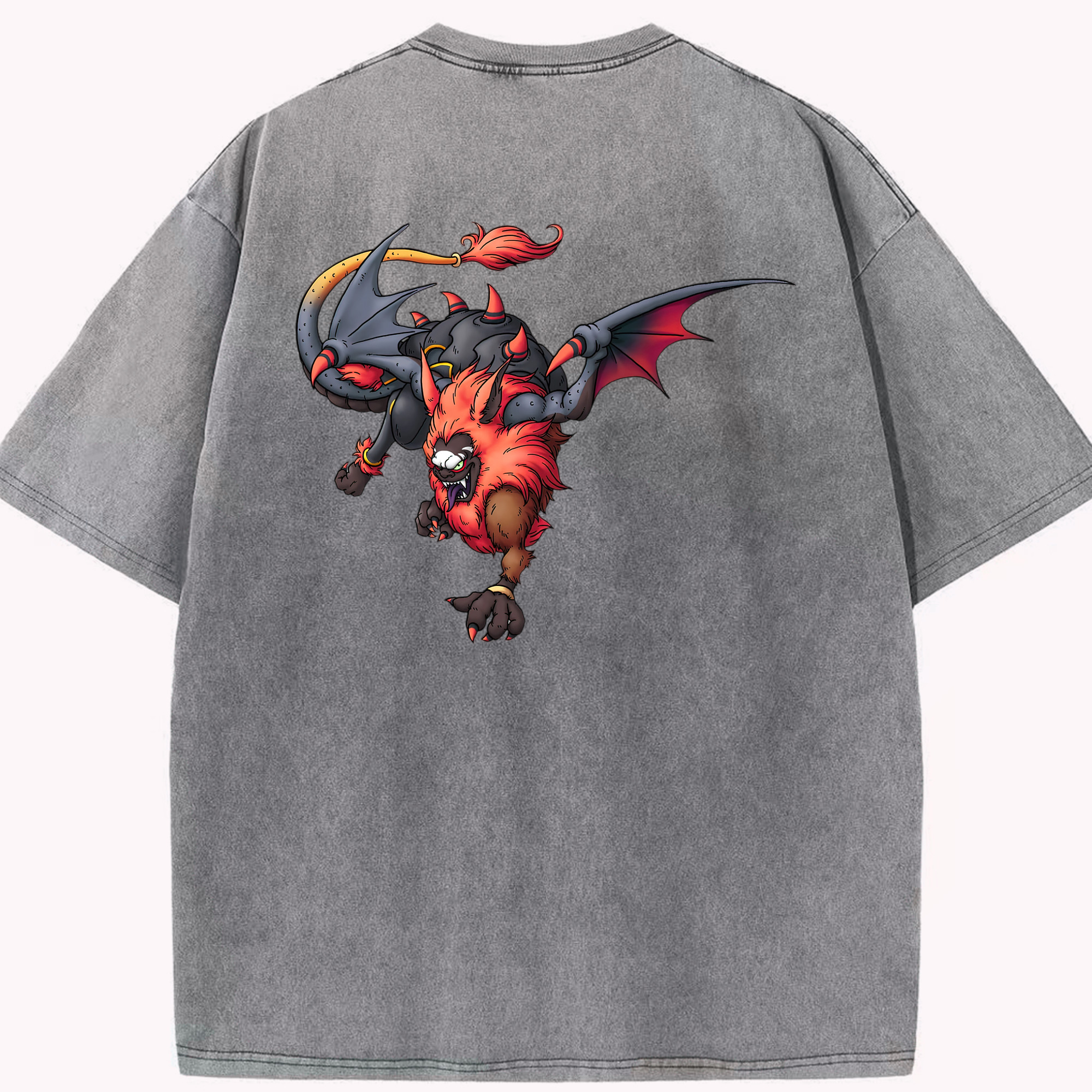 （画像用） ドラゴンクエスト Doragon Kuesuto Dragon Quest 綿100% ヴィンテージ風 半袖Tシャツ（背面プリント）