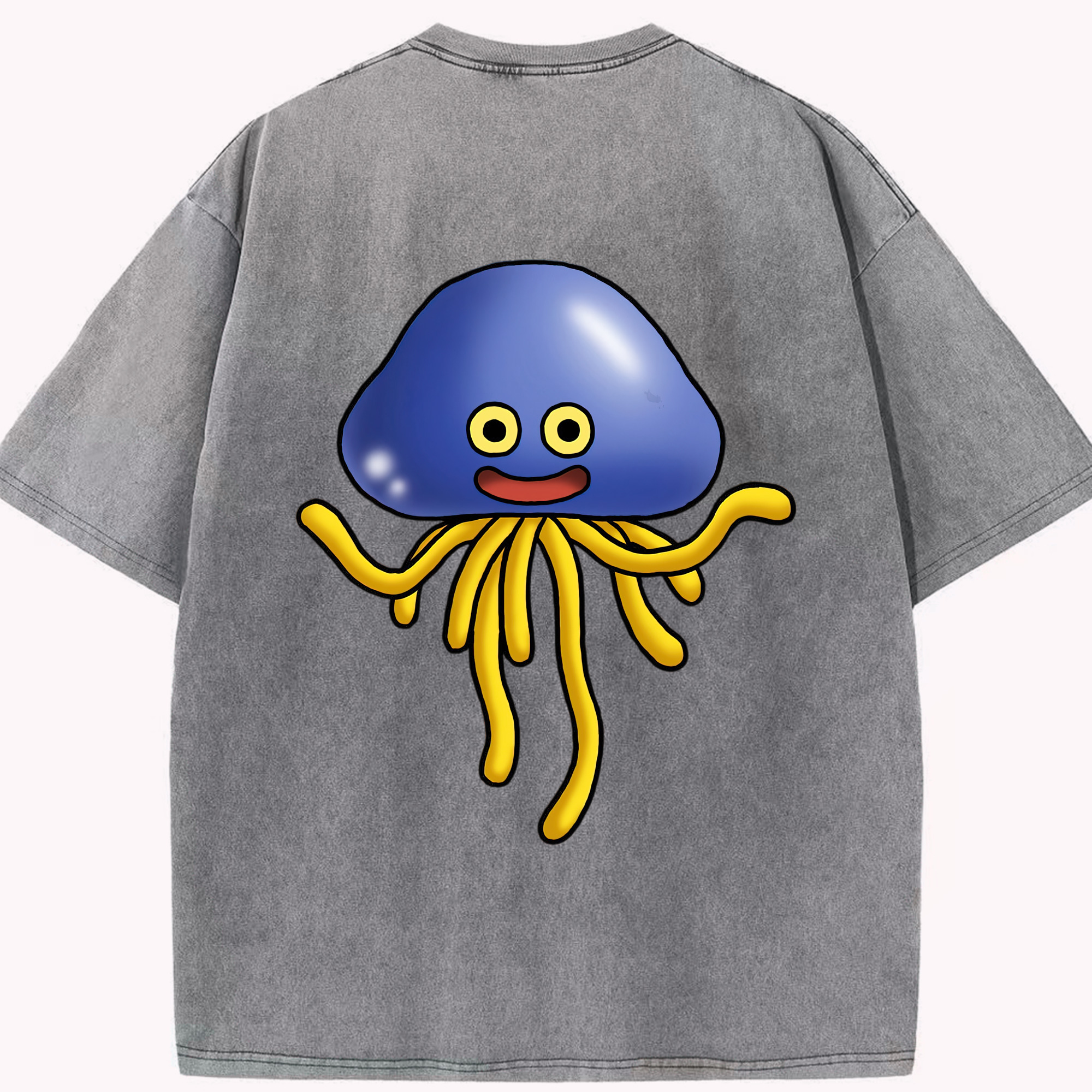 （画像用） ドラゴンクエスト Doragon Kuesuto Dragon Quest 綿100% ヴィンテージ風 半袖Tシャツ（背面プリント）