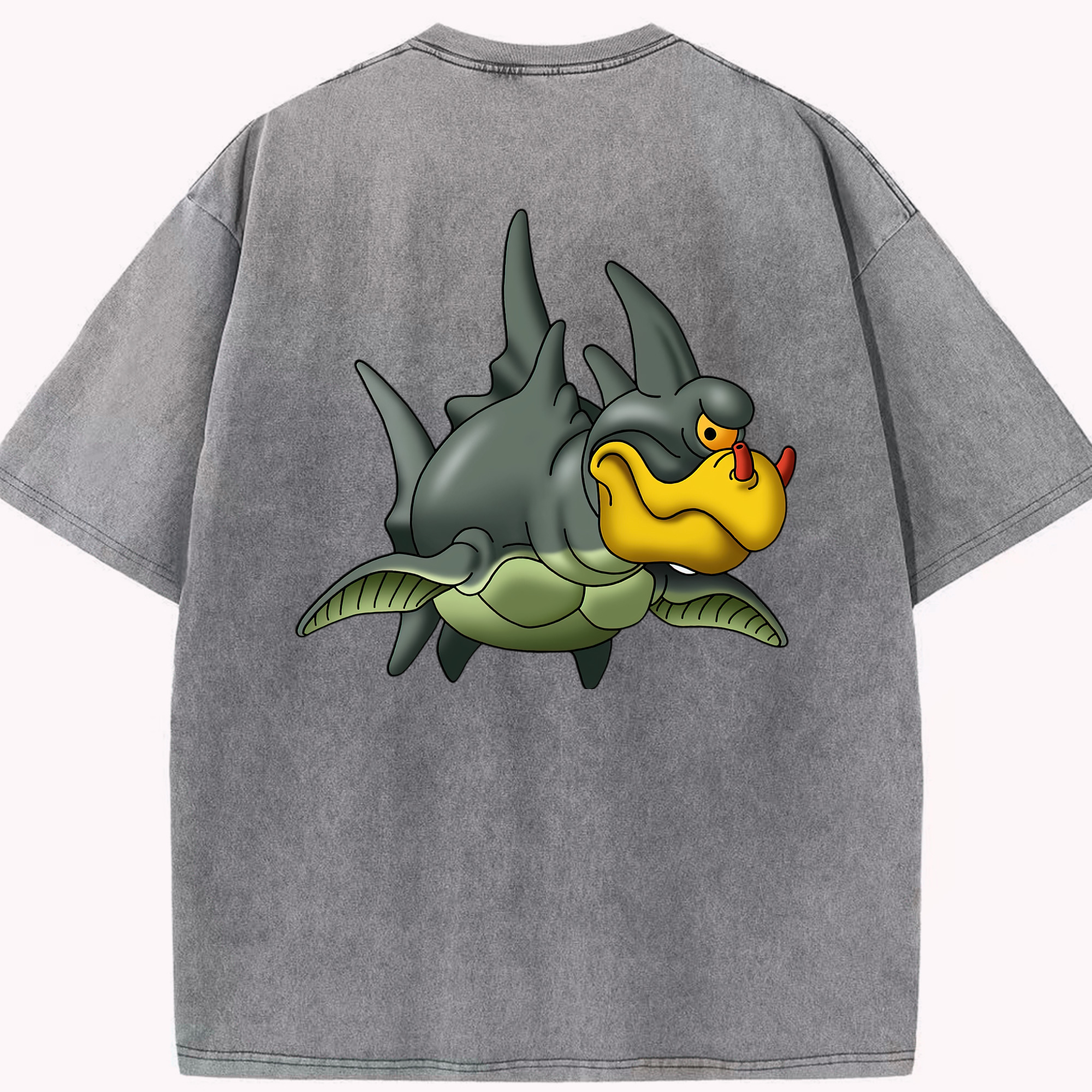 （画像用） ドラゴンクエスト Doragon Kuesuto Dragon Quest 綿100% ヴィンテージ風 半袖Tシャツ（背面プリント）