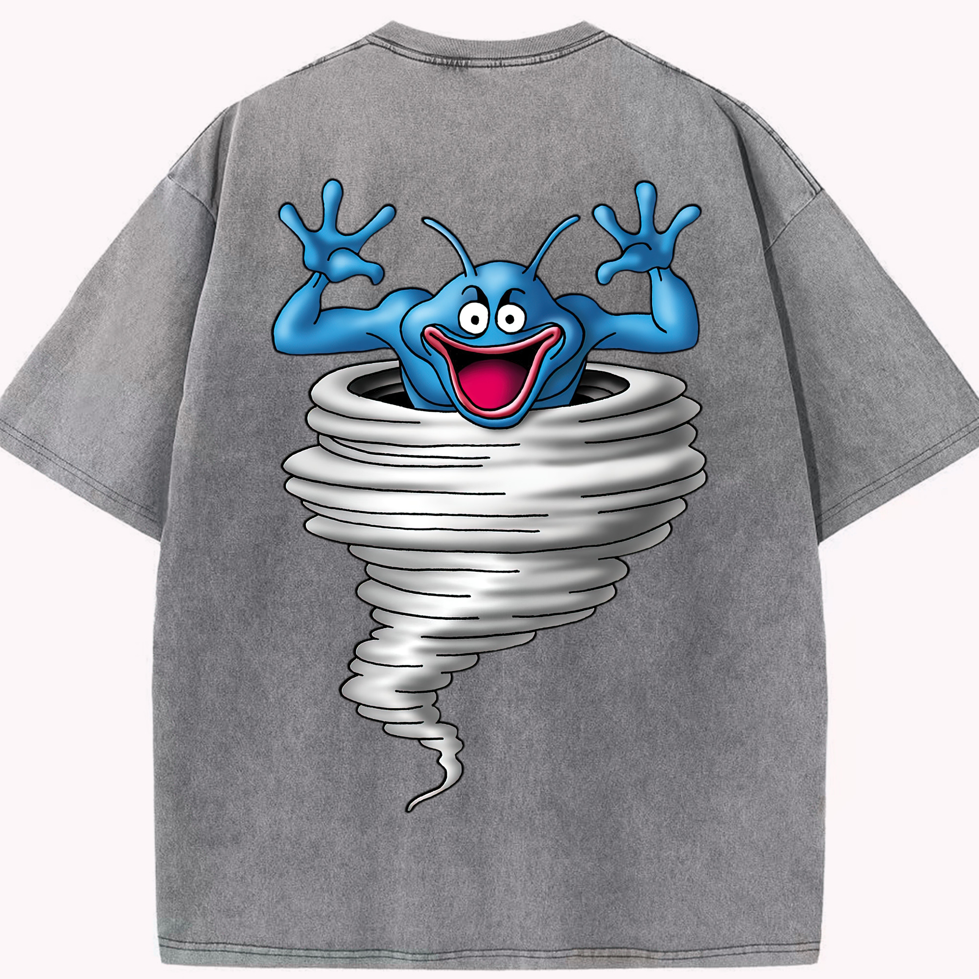 （画像用） ドラゴンクエスト Doragon Kuesuto Dragon Quest 綿100% ヴィンテージ風 半袖Tシャツ（背面プリント）