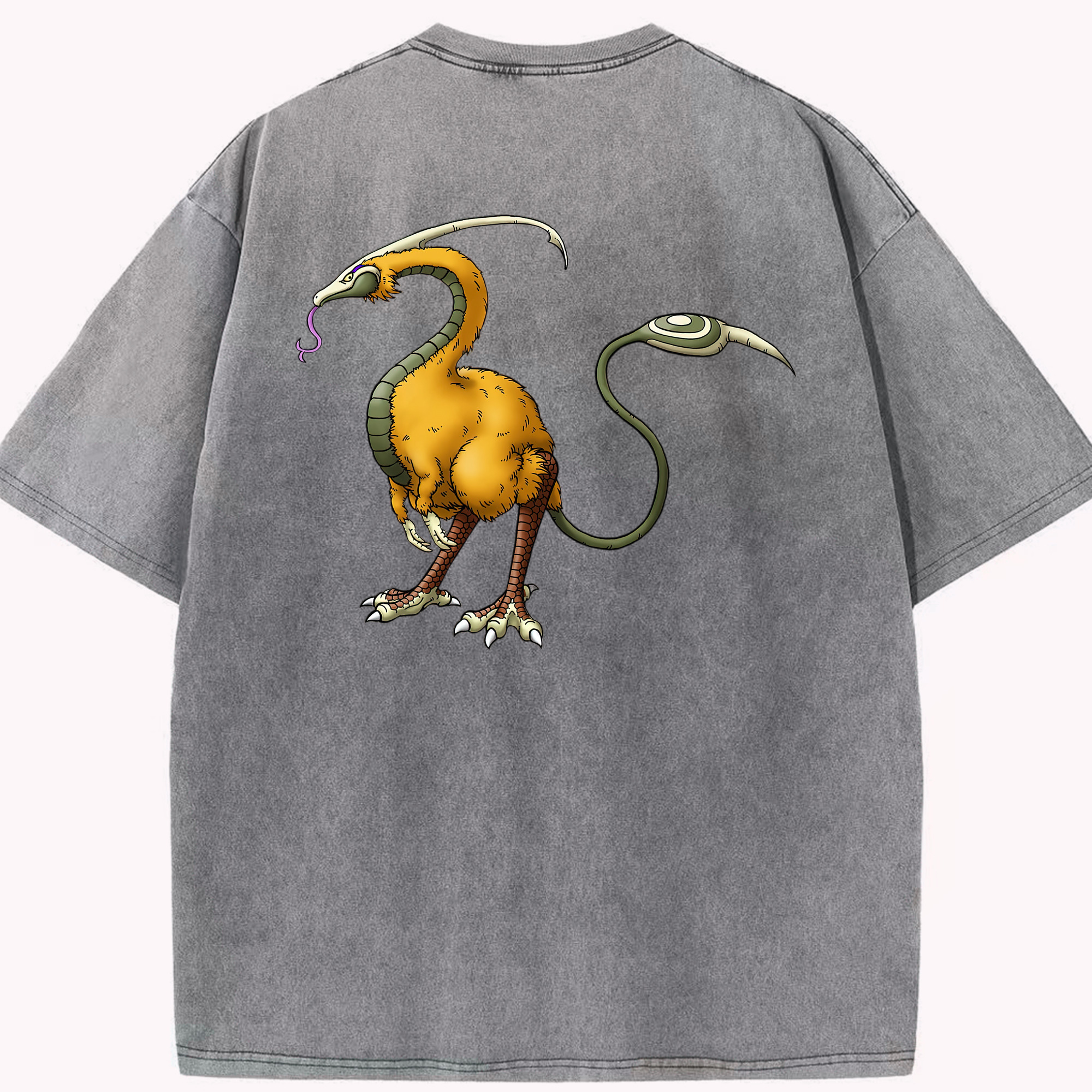 （画像用） ドラゴンクエスト Doragon Kuesuto Dragon Quest 綿100% ヴィンテージ風 半袖Tシャツ（背面プリント）