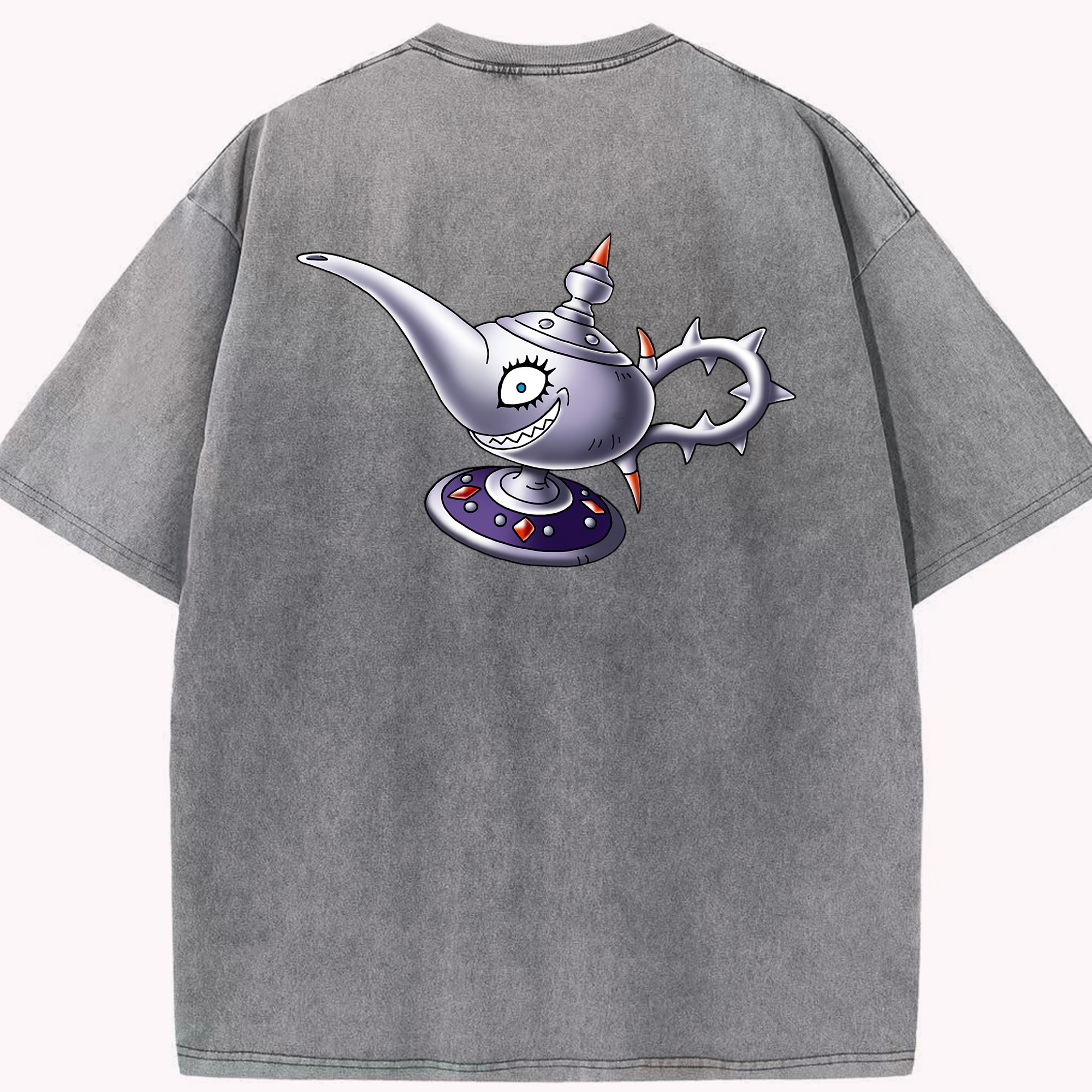 （画像用） ドラゴンクエスト Doragon Kuesuto Dragon Quest 綿100% ヴィンテージ風 半袖Tシャツ（背面プリント）