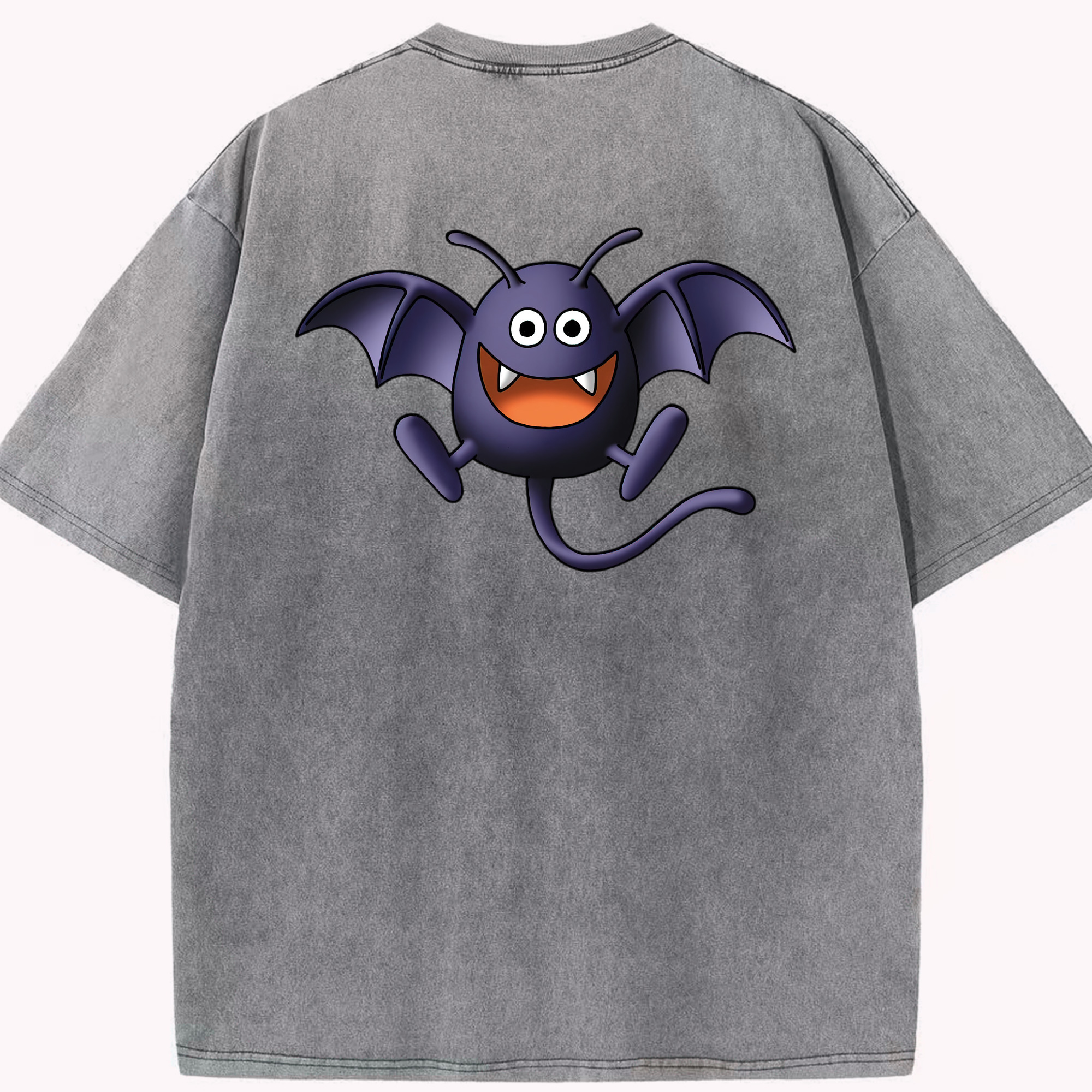（画像用） ドラゴンクエスト Doragon Kuesuto Dragon Quest 綿100% ヴィンテージ風 半袖Tシャツ（背面プリント）