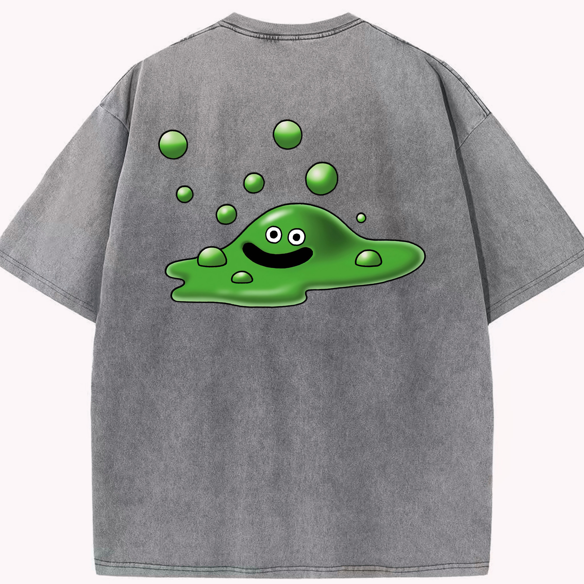 （画像用） ドラゴンクエスト Doragon Kuesuto Dragon Quest 綿100% ヴィンテージ風 半袖Tシャツ（背面プリント）