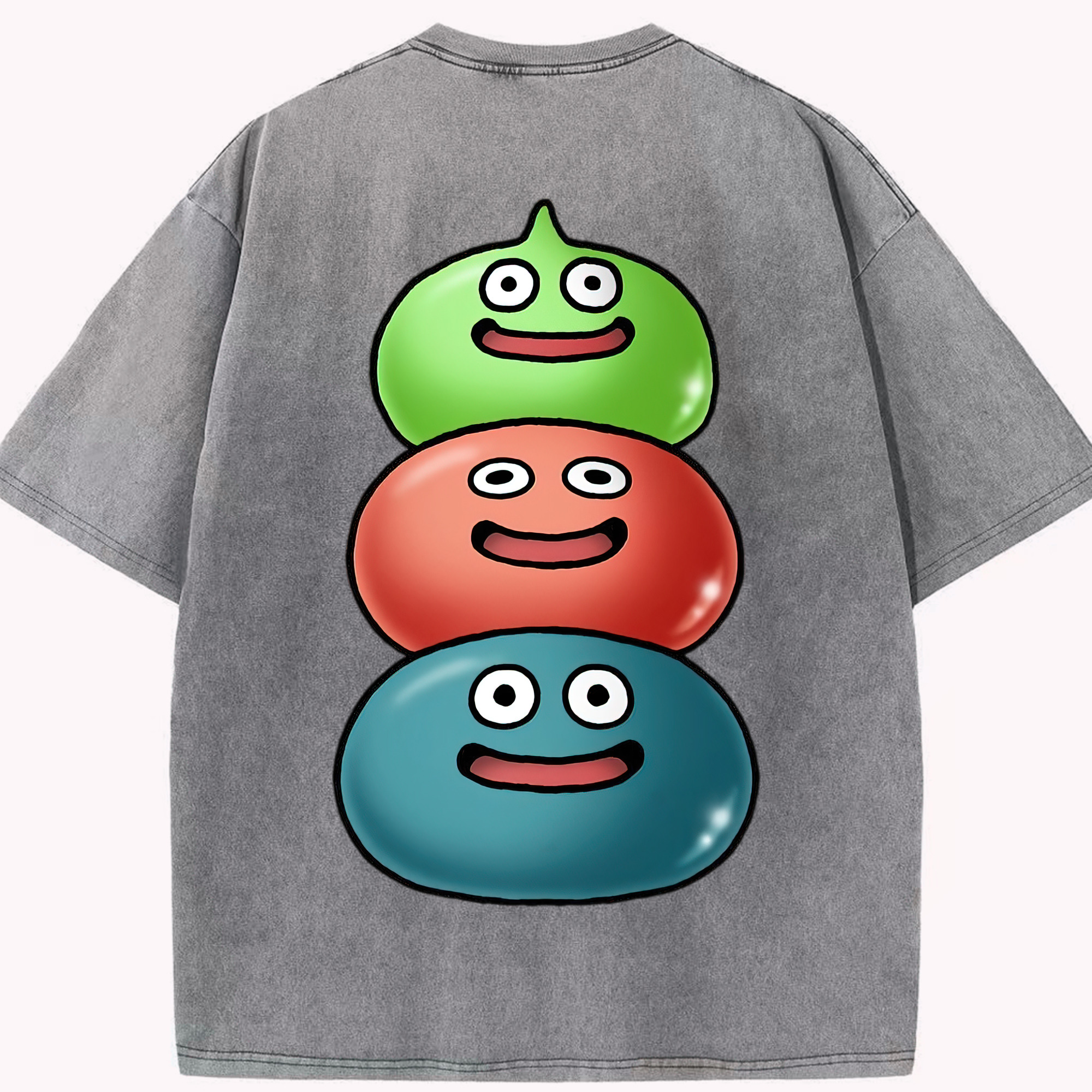 （画像用） ドラゴンクエスト Doragon Kuesuto Dragon Quest 綿100% ヴィンテージ風 半袖Tシャツ（背面プリント）