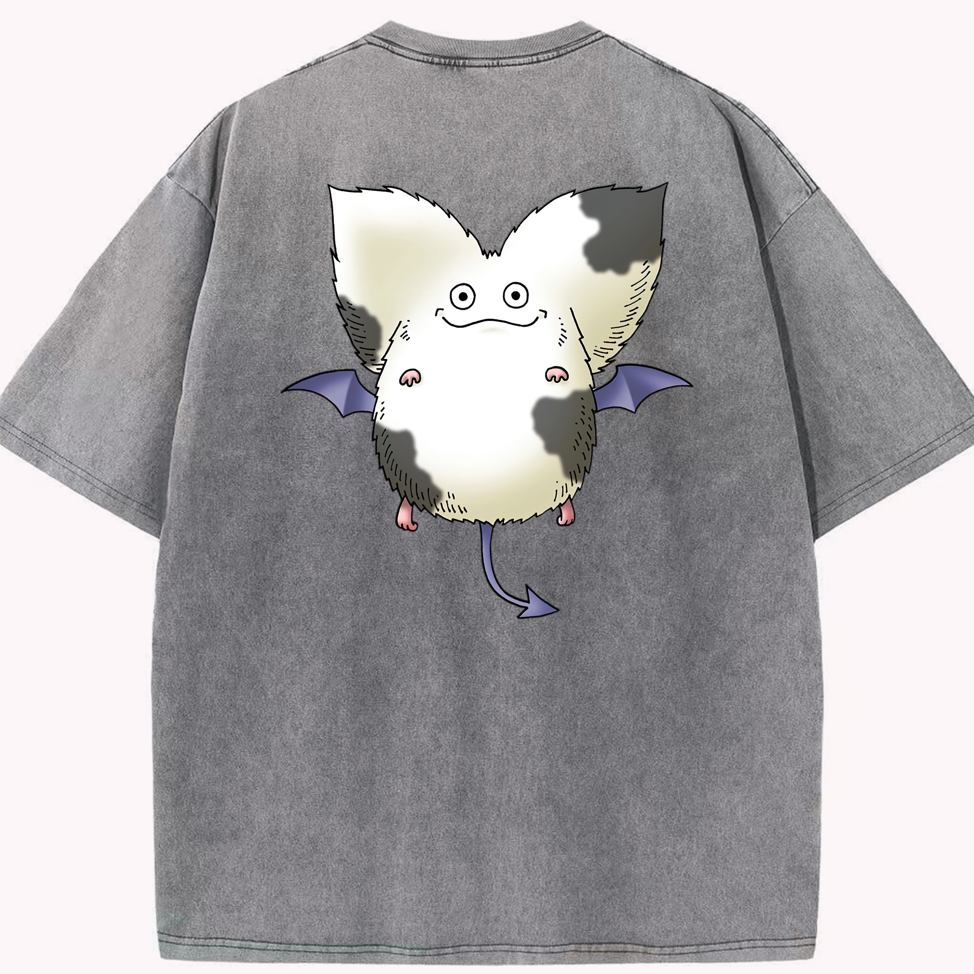 （画像用） ドラゴンクエスト Doragon Kuesuto Dragon Quest 綿100% ヴィンテージ風 半袖Tシャツ（背面プリント）