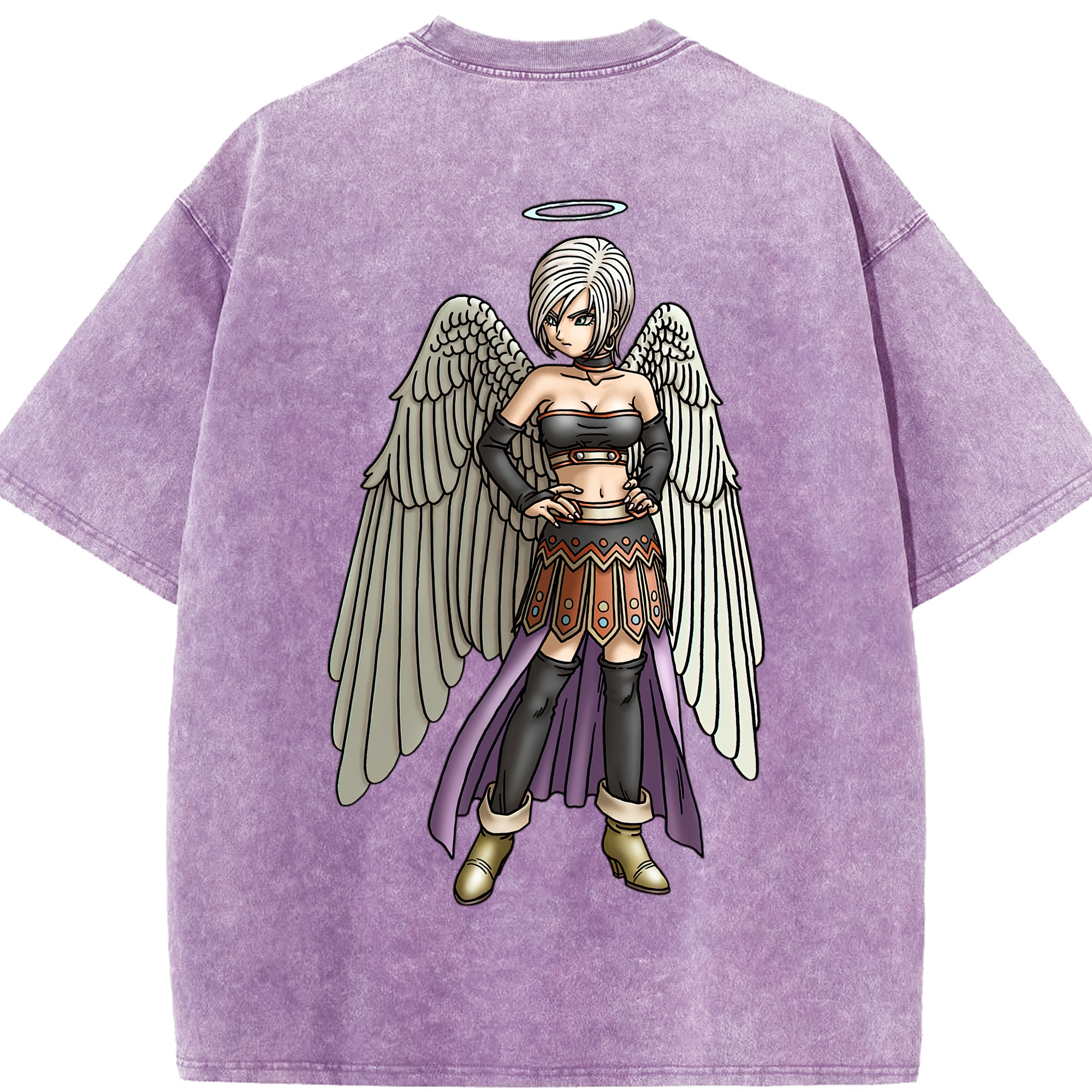 （画像用） ドラゴンクエスト Doragon Kuesuto Dragon Quest 綿100% ヴィンテージ風 半袖Tシャツ（背面プリント）