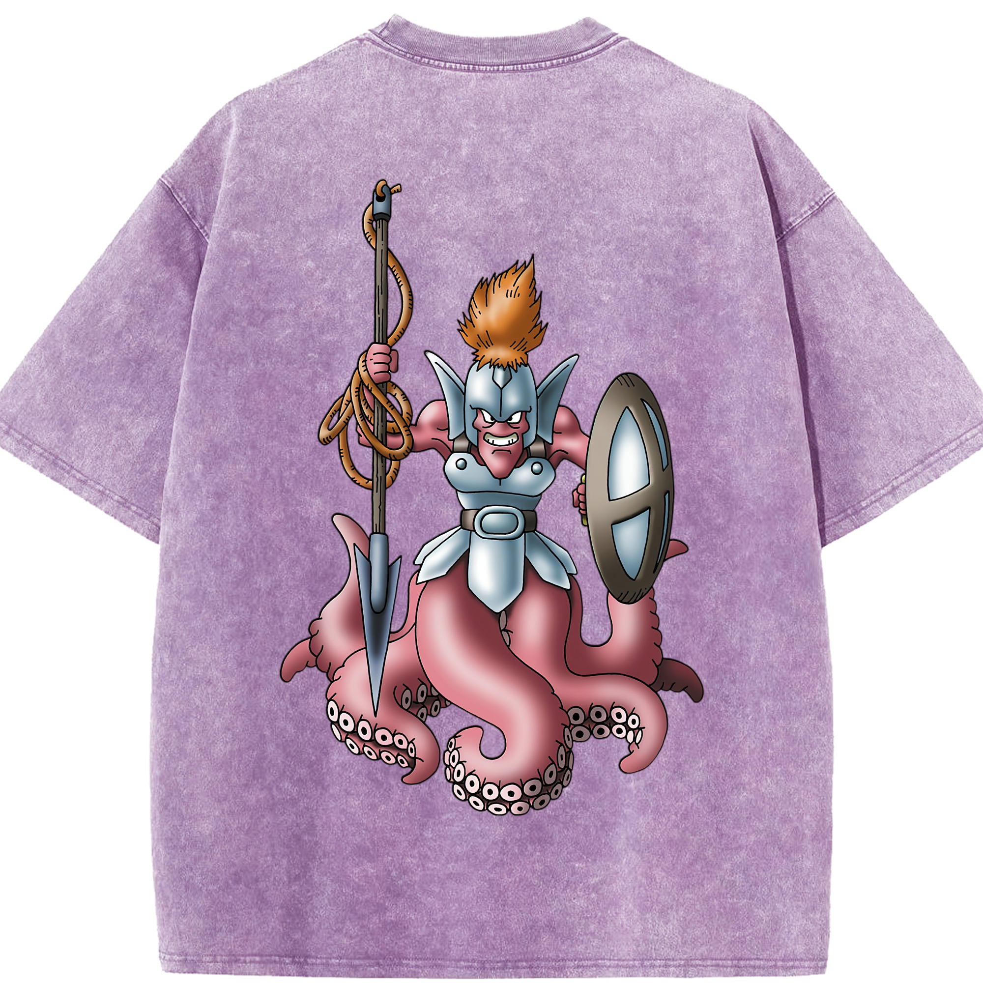 （画像用） ドラゴンクエスト Doragon Kuesuto Dragon Quest 綿100% ヴィンテージ風 半袖Tシャツ（背面プリント）