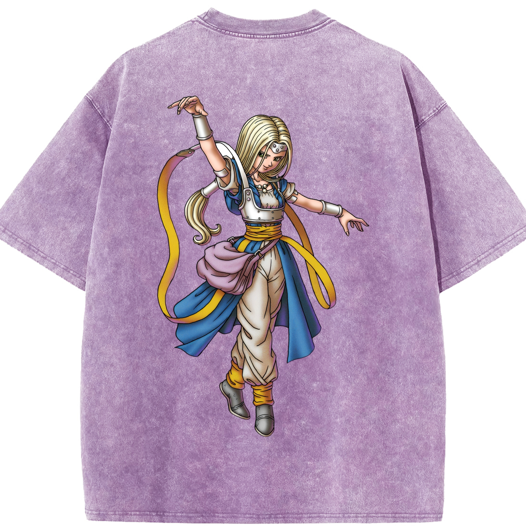 （画像用） ドラゴンクエスト Doragon Kuesuto Dragon Quest 綿100% ヴィンテージ風 半袖Tシャツ（背面プリント）
