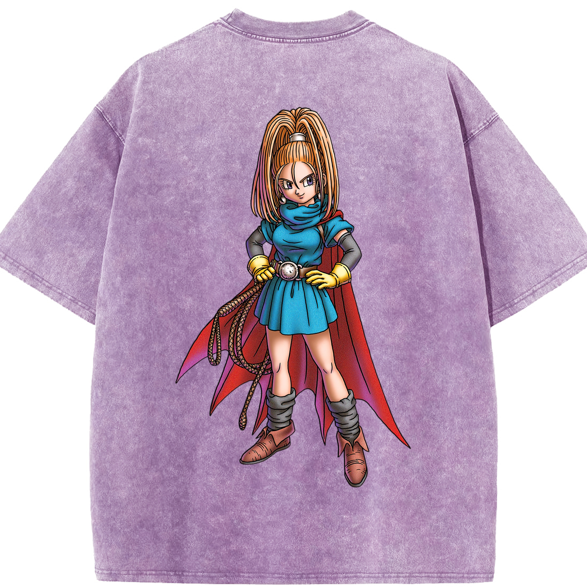 （画像用） ドラゴンクエスト Doragon Kuesuto Dragon Quest 綿100% ヴィンテージ風 半袖Tシャツ（背面プリント）